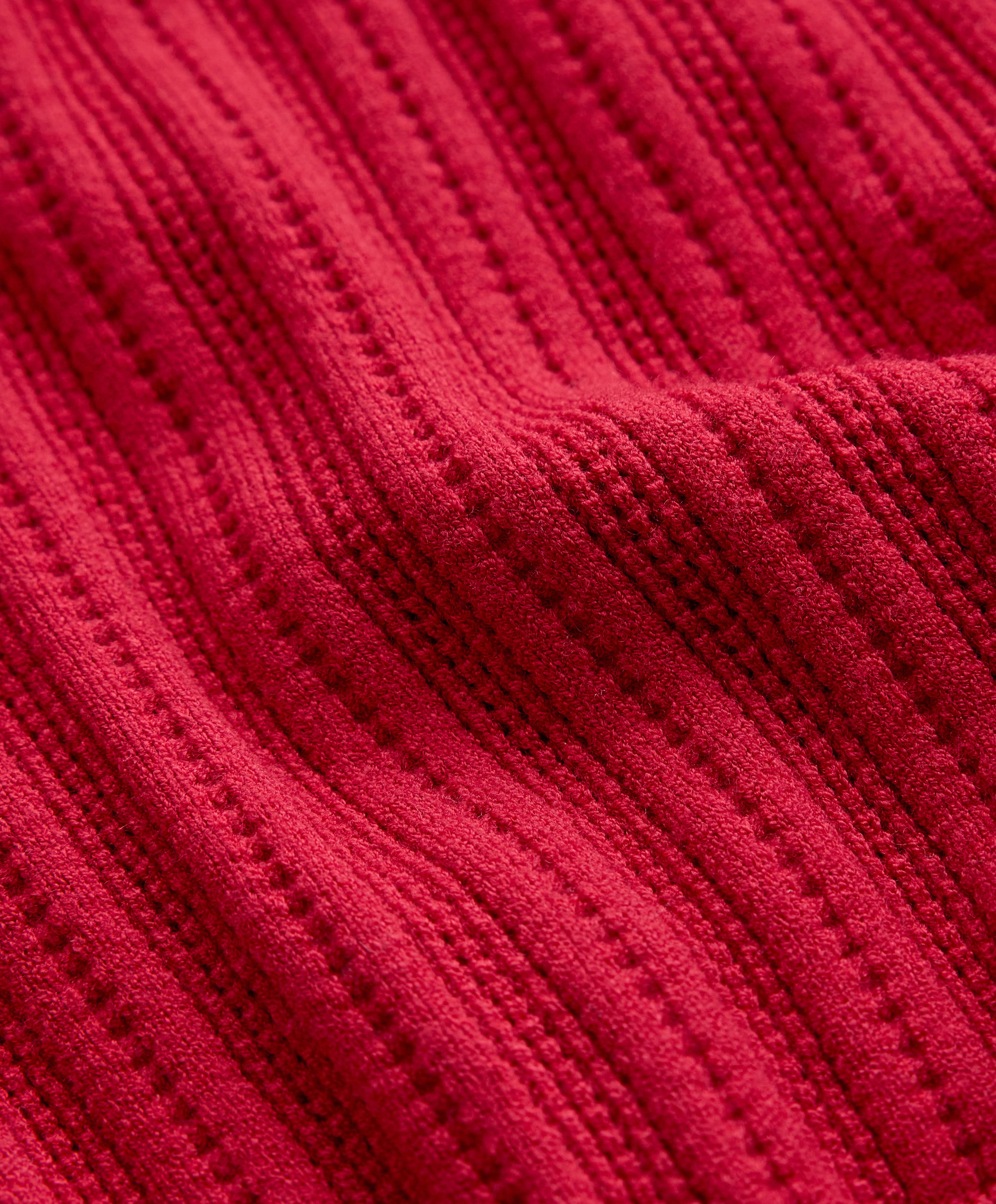 Short sleeve open knit polo shirt — RED