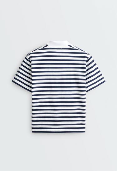 Boxy short-sleeve polo shirt in a cotton blend — NAVY BLUE 6