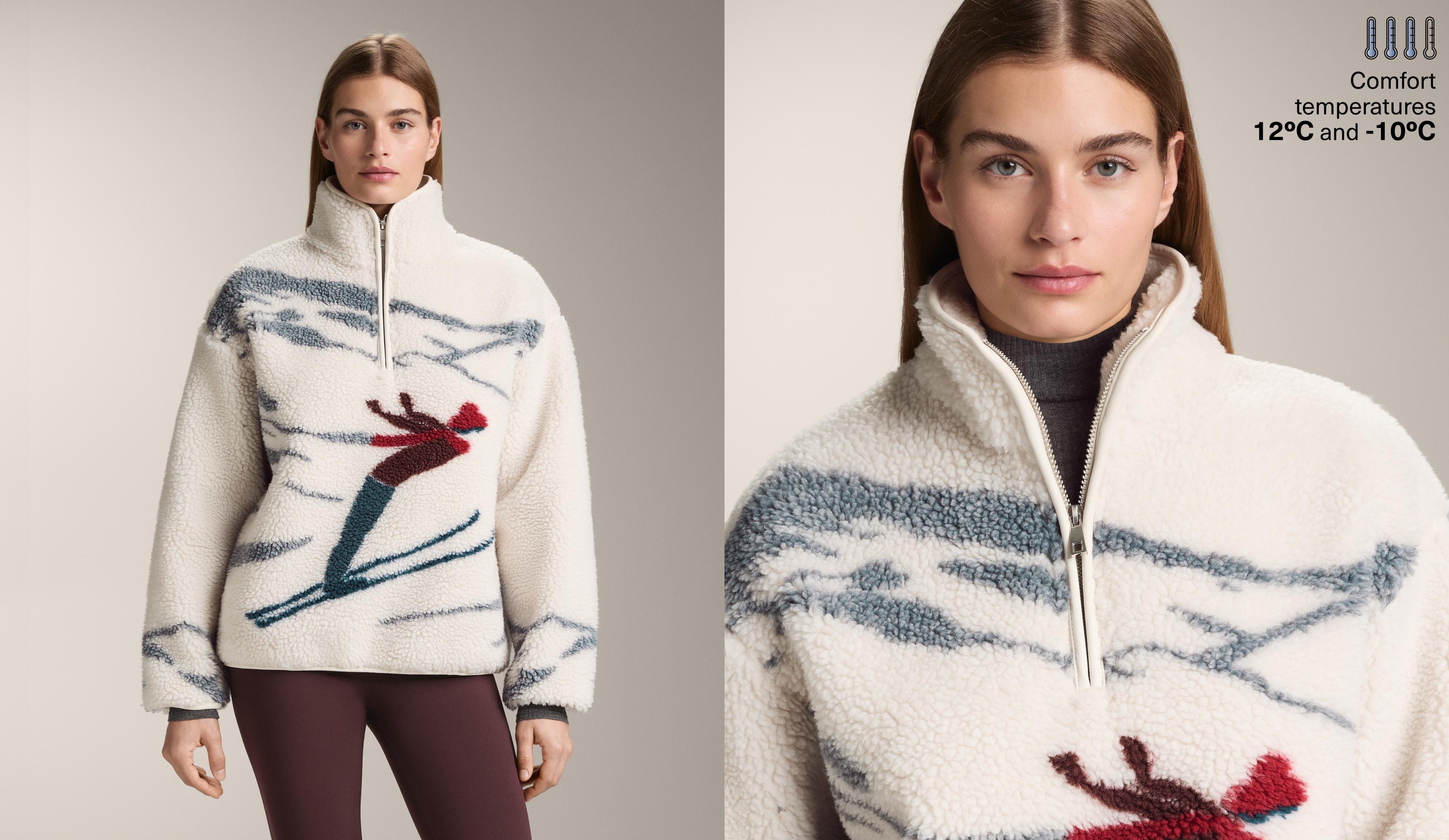 Giacca effetto montone da sciatore con mezza cerniera Giacca effetto montone da sciatore con mezza cerniera