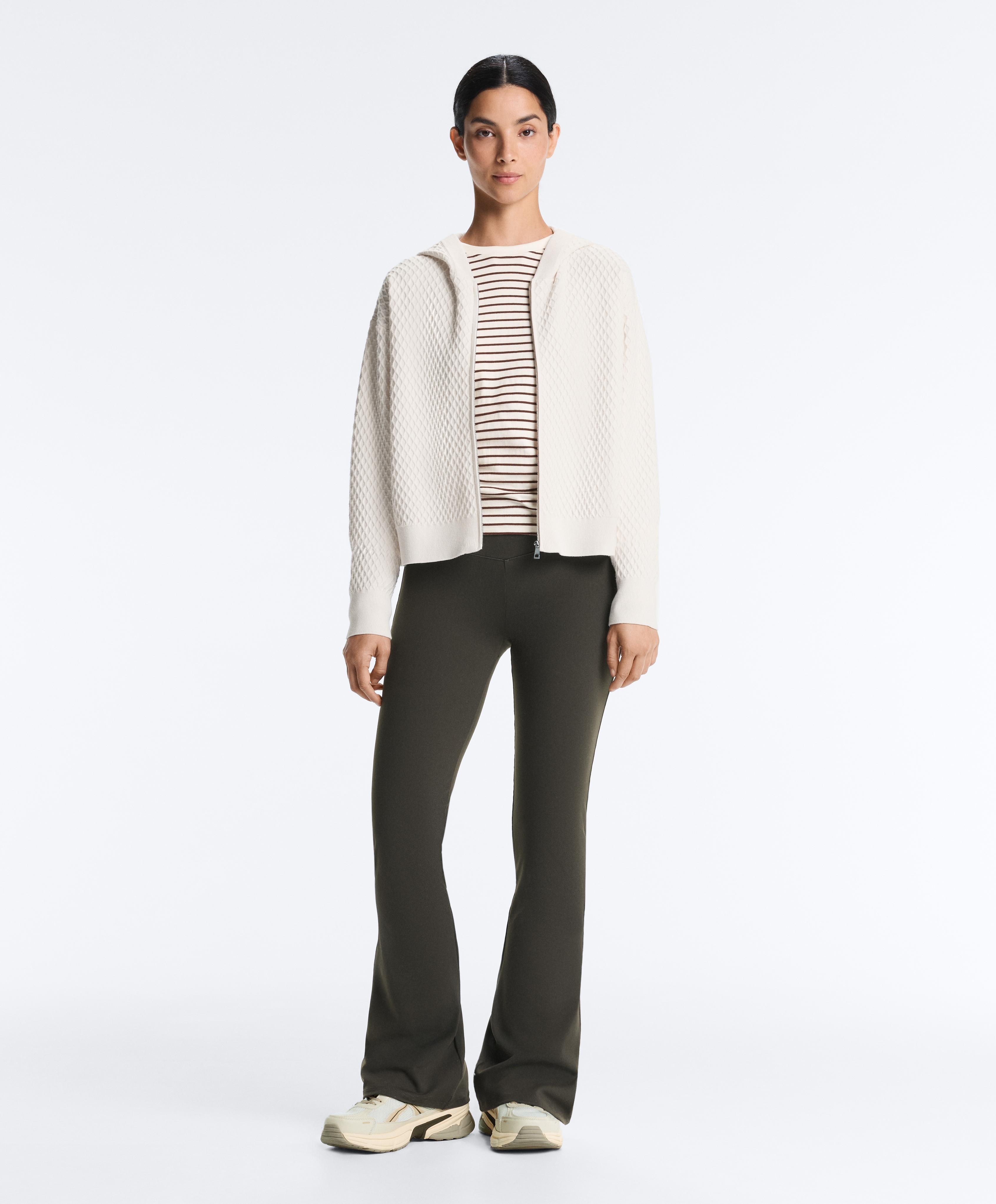 Structured knit hooded jacket — PALE ECRU