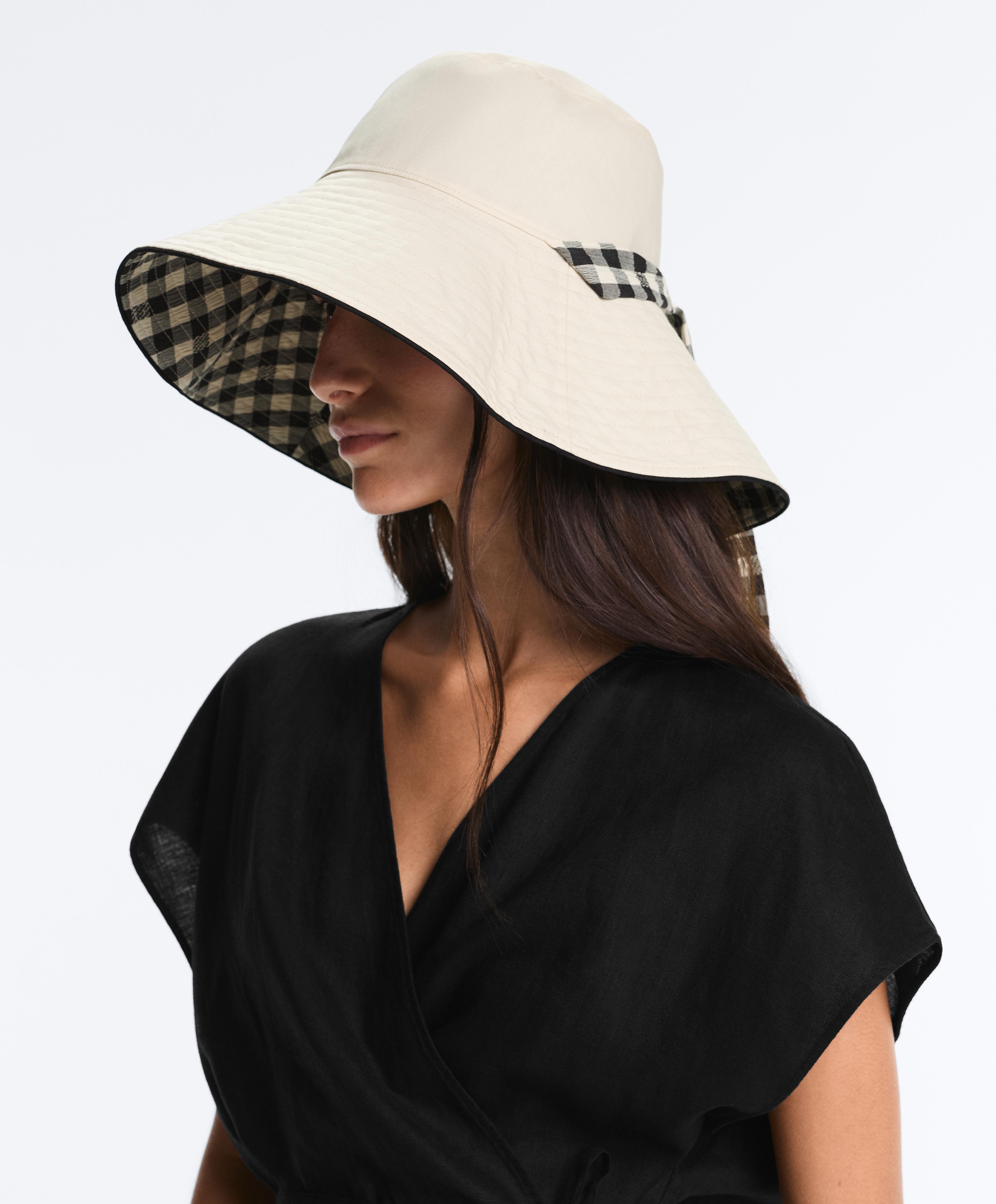 Reversible check bucket hat — BLACK