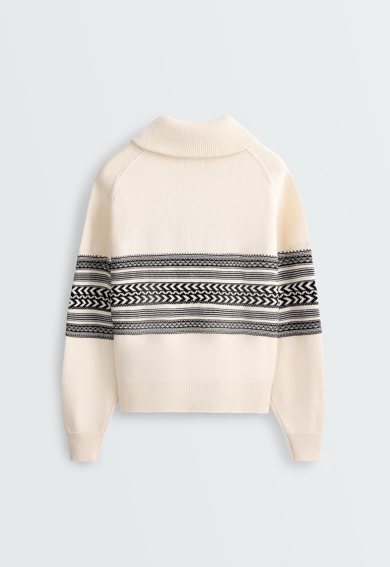 100% cotton Jacquard knit jumper — ECRU