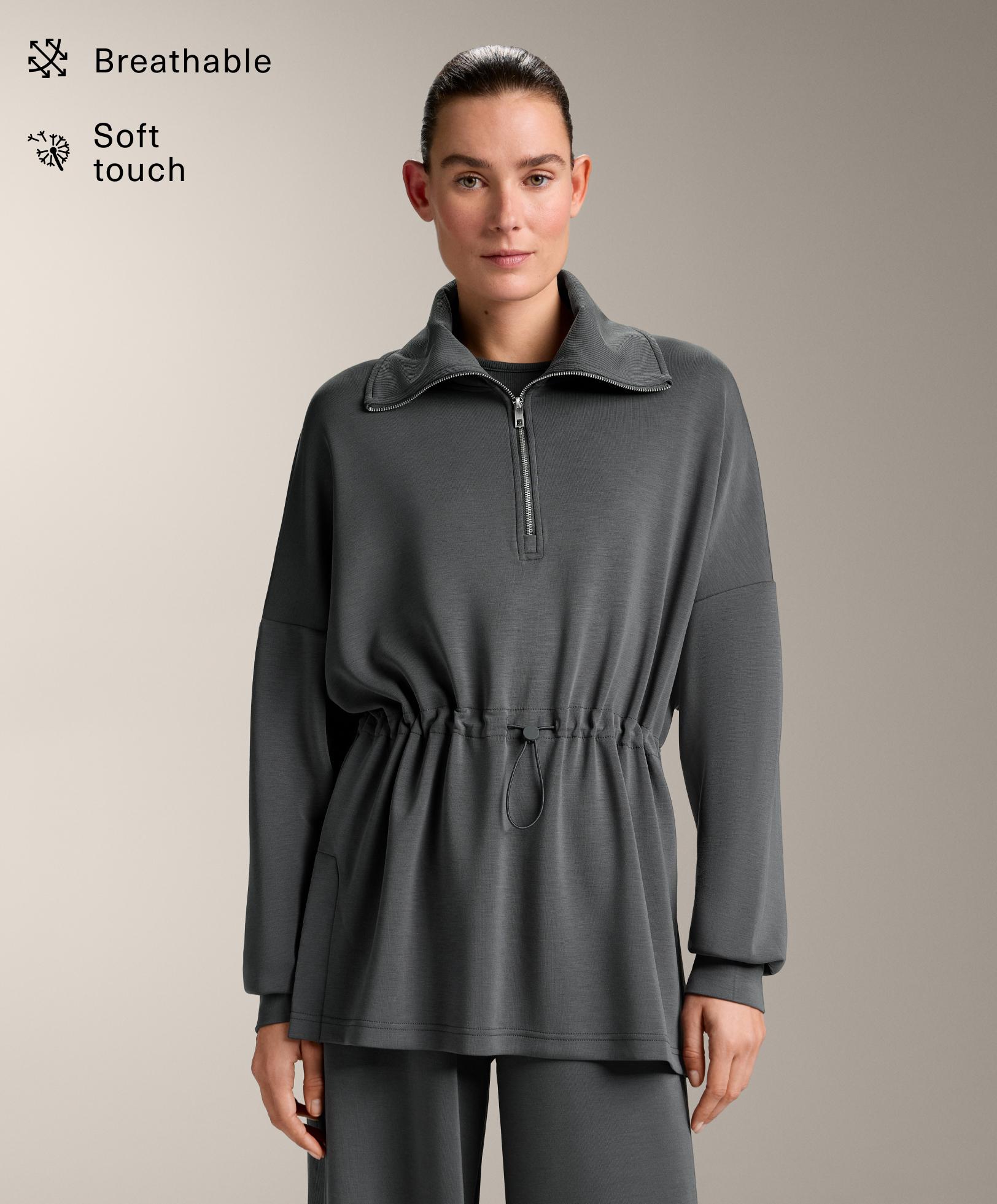Half-zip sweatshirt with soft-touch modal