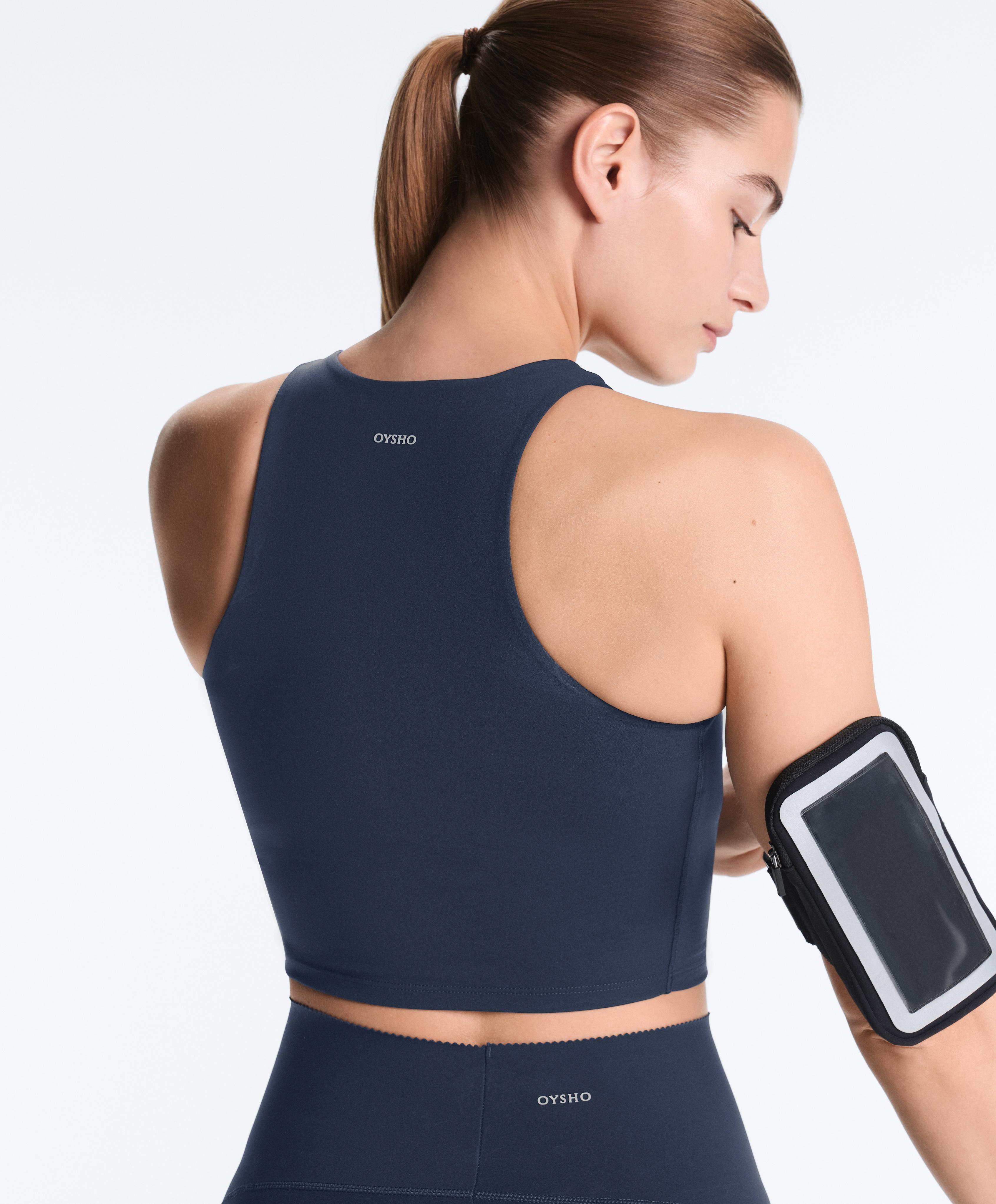 Compressive halter tank top — NAVY BLUE
