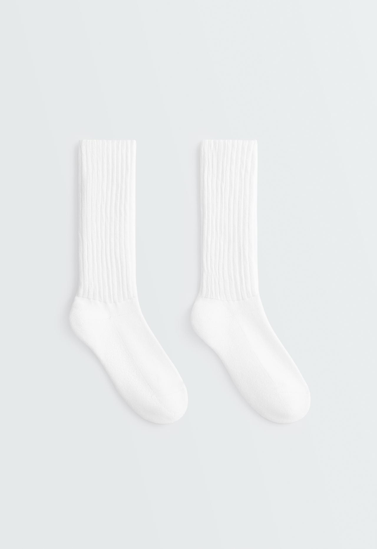 Classic cotton-blend ribbed socks — WHITE