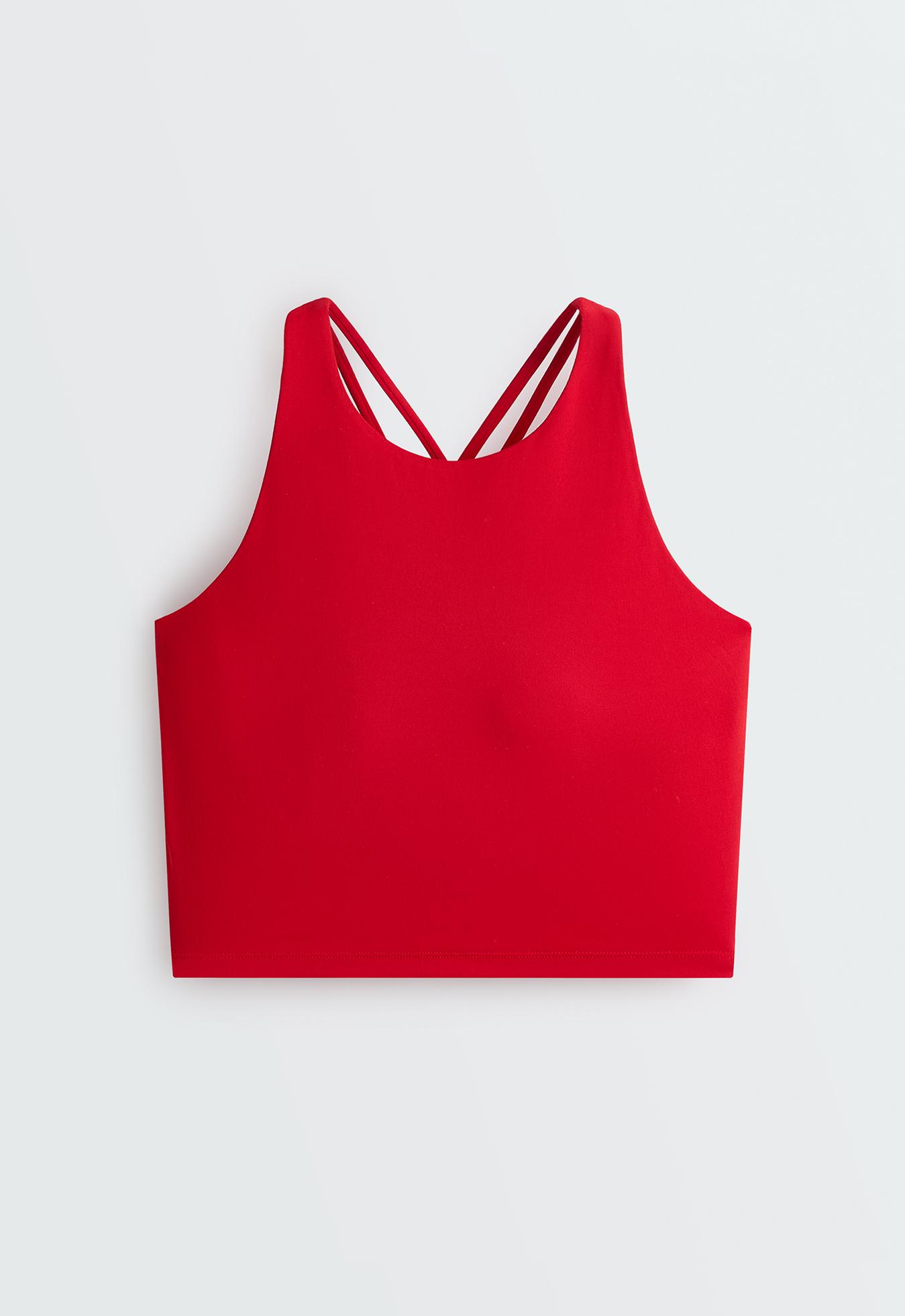 Comfortlux strappy tank top with cups — STRONG RED