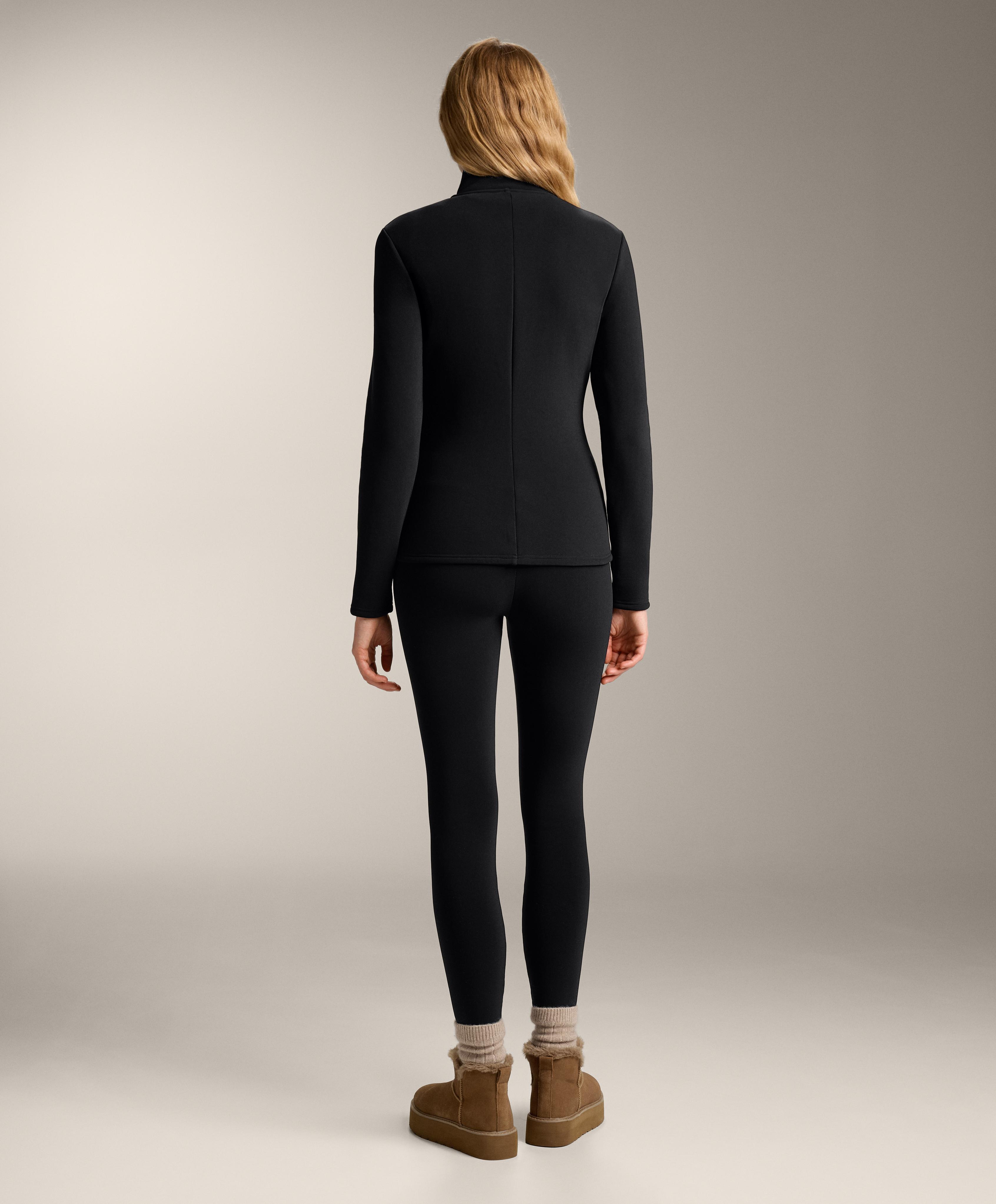 Super-extra-warm seamless 70cm high-rise ankle-length leggings — BLACK