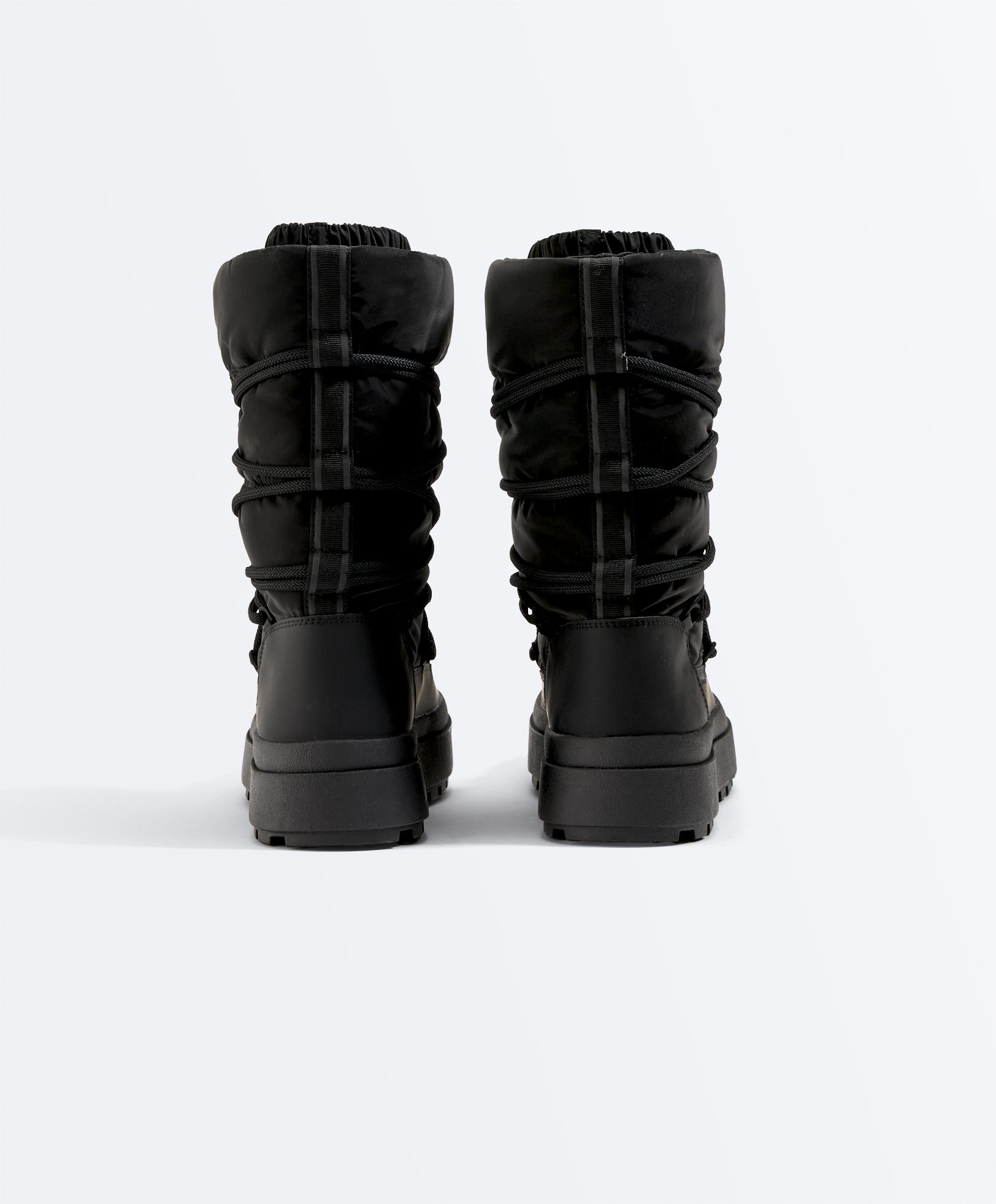 Laced nylon après-ski boots — BLACK