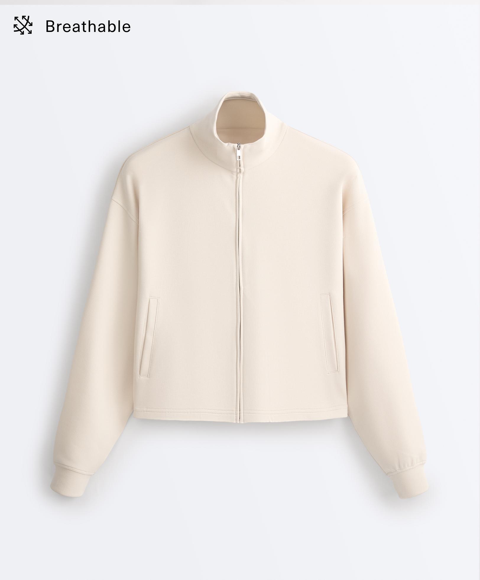High collar pique jacket with cotton