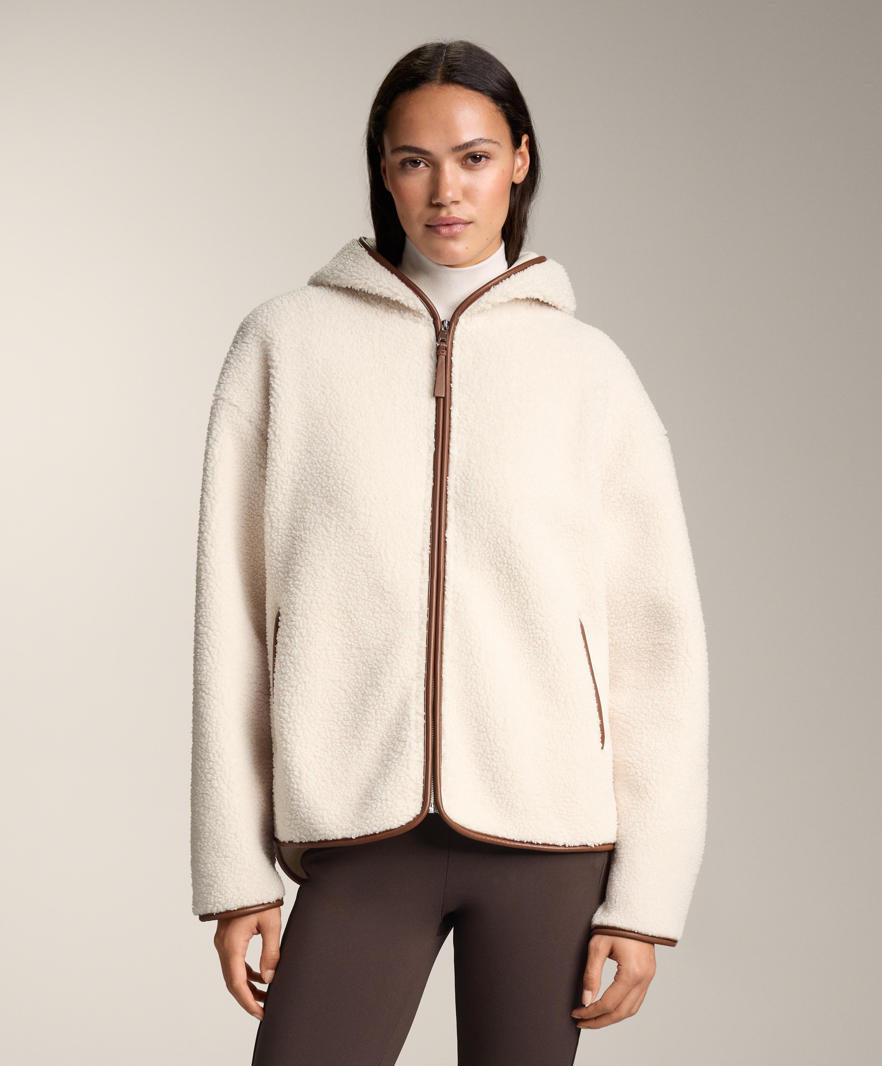 Faux-shearling jacket with hood — ECRU