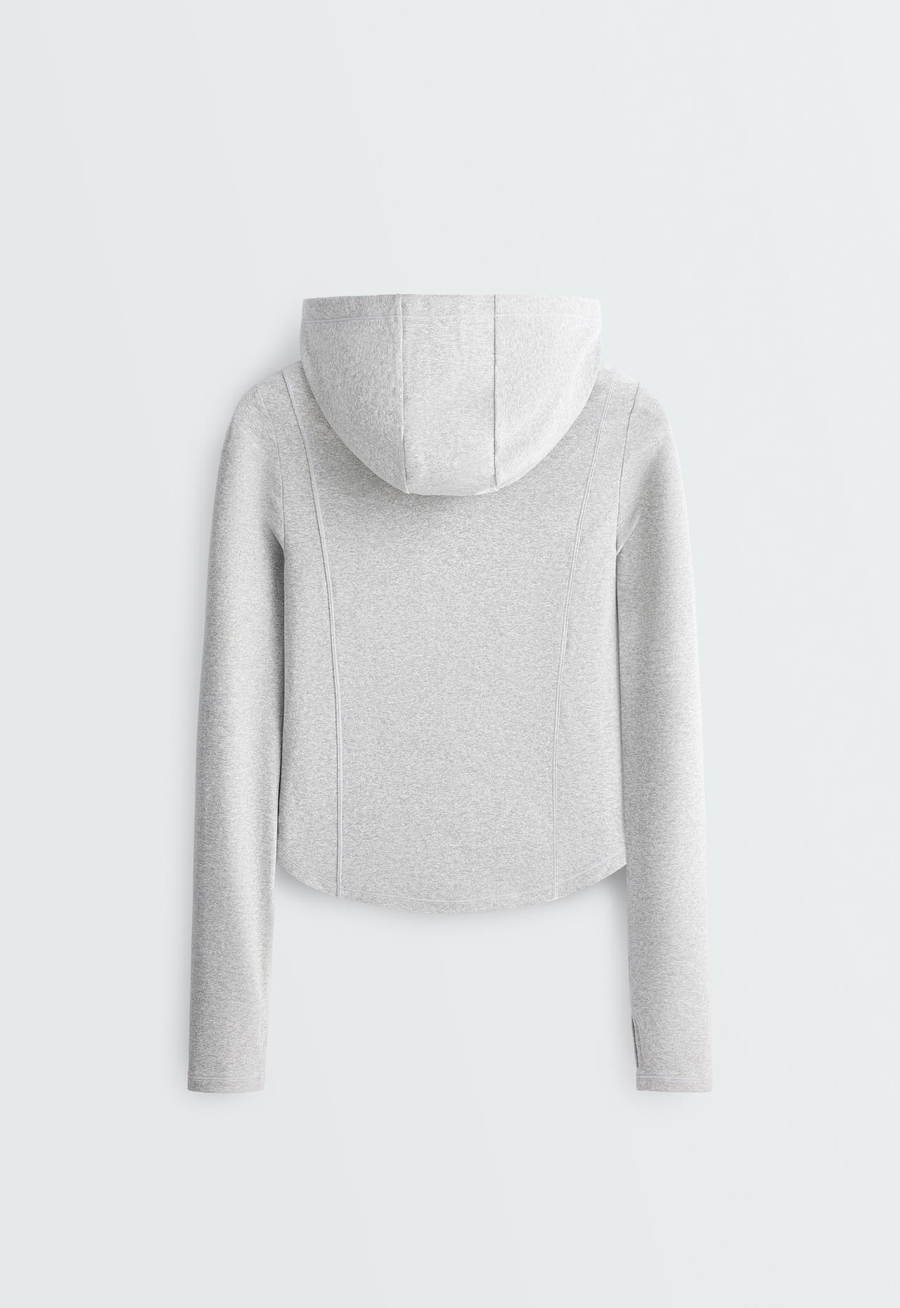Technical marl hooded jacket — GREY MELANGE