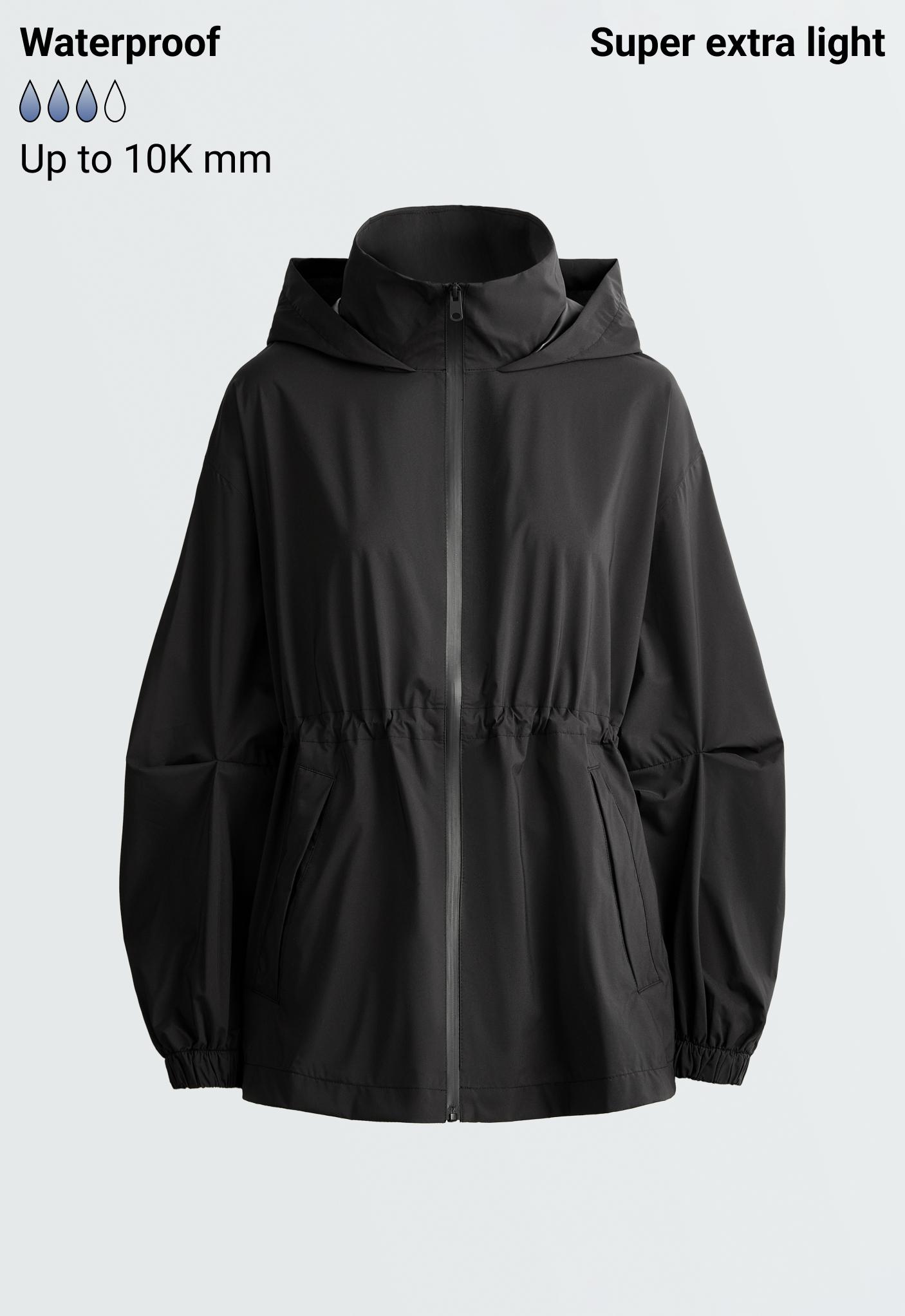 Super extra lightweight 10k packable waterproof jacket — BLACK