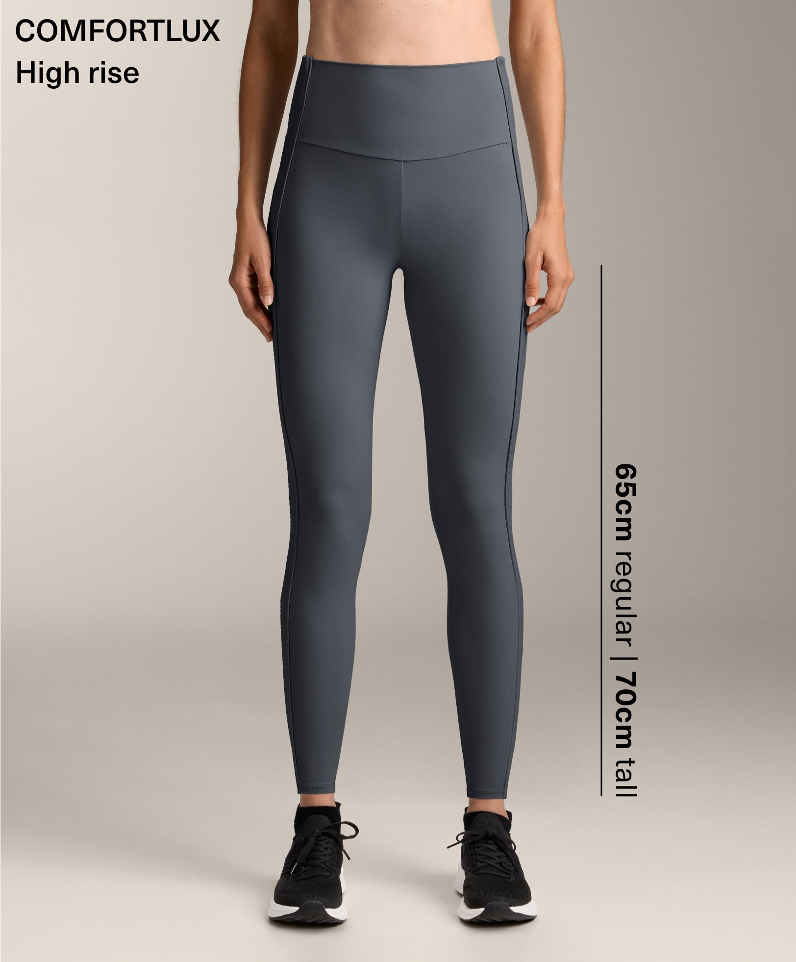 Comfortlux high rise enkel-legging met rib aan de zijkant