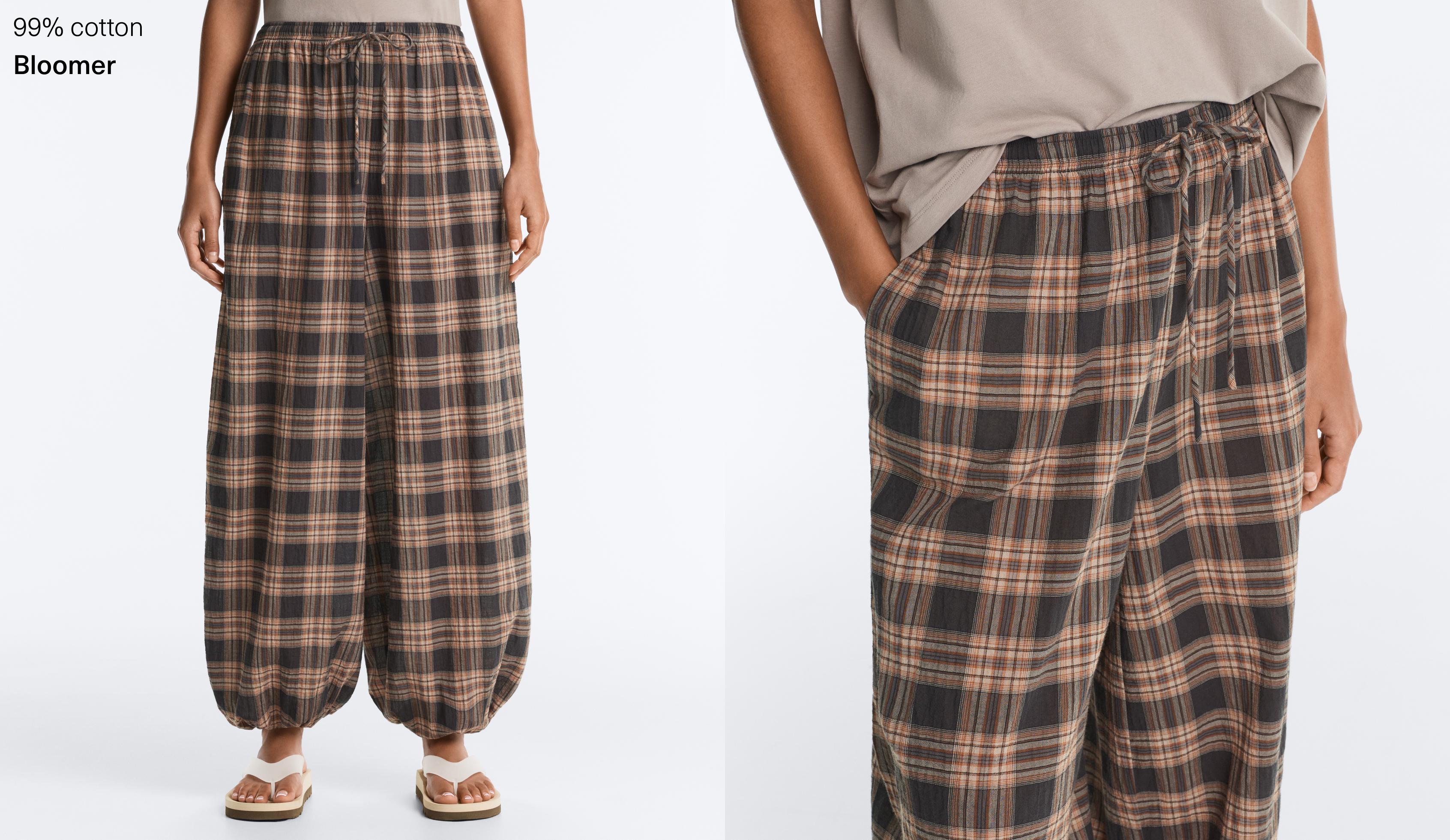 Check cotton-blend bloomer trousers — WASHED BLACK