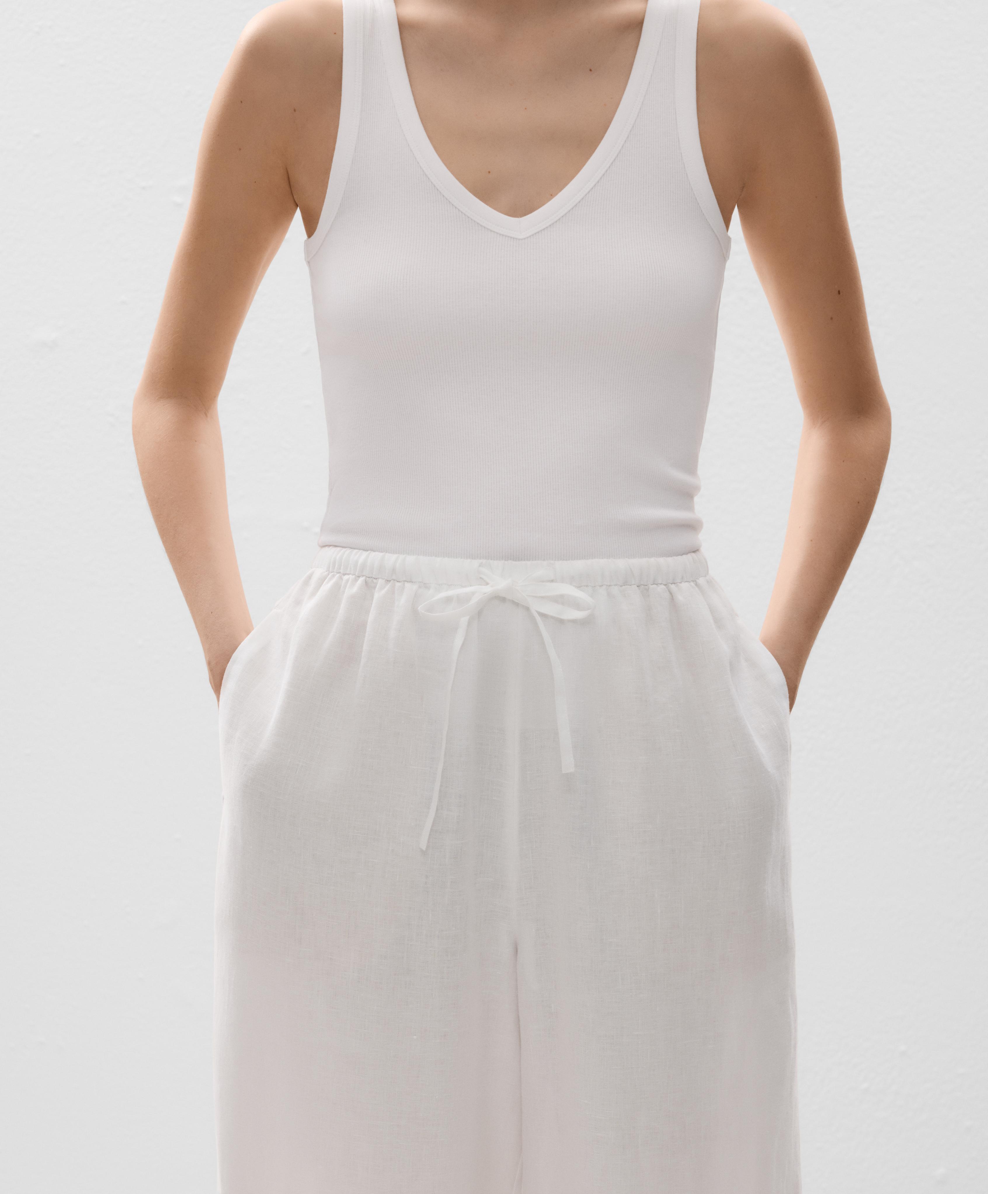 100% linen wide straight-leg trousers - Sale 100% linen wide straight-leg trousers - Sale