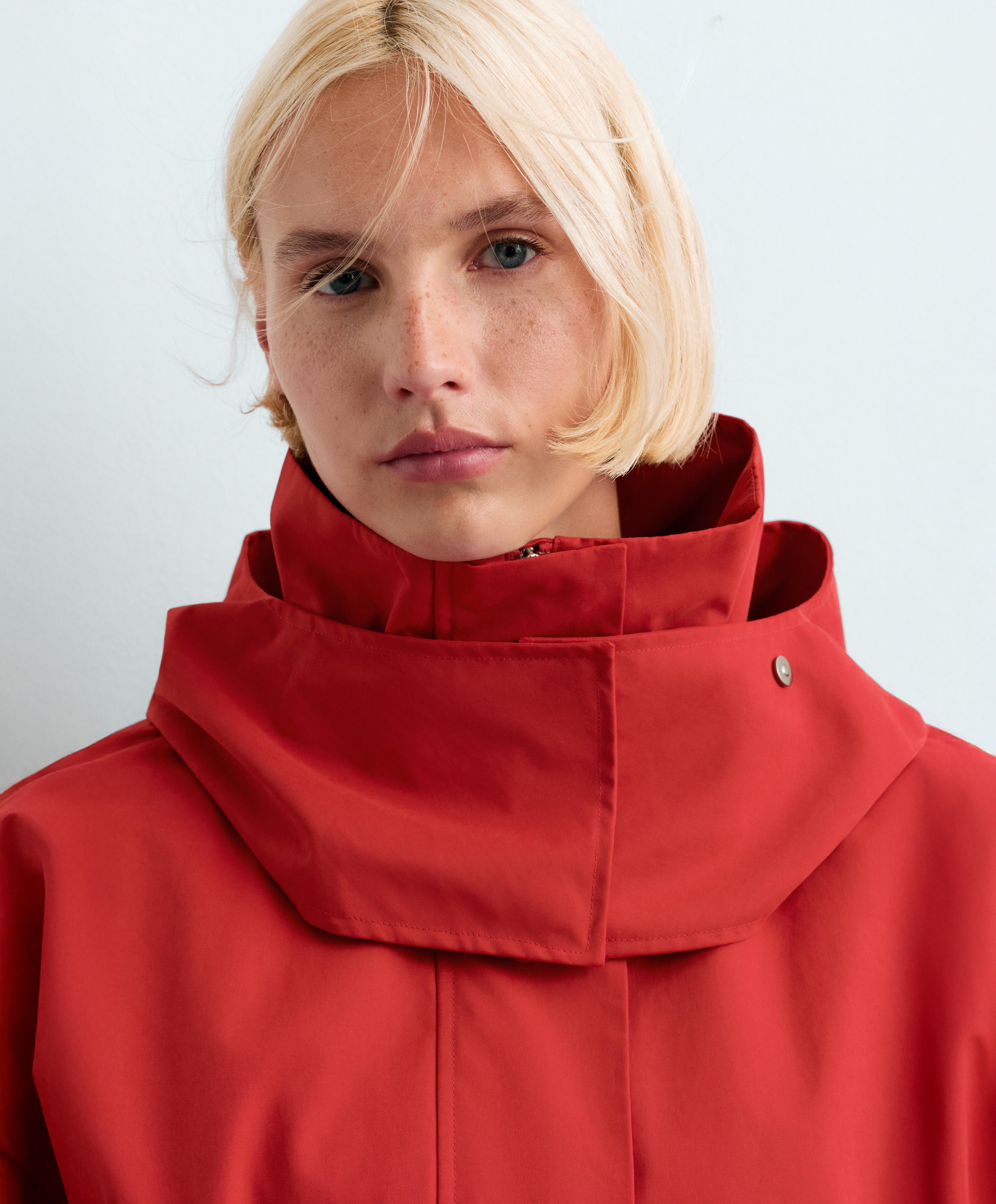 A-line 10k waterproof cotton jacket — GERANIUM RED