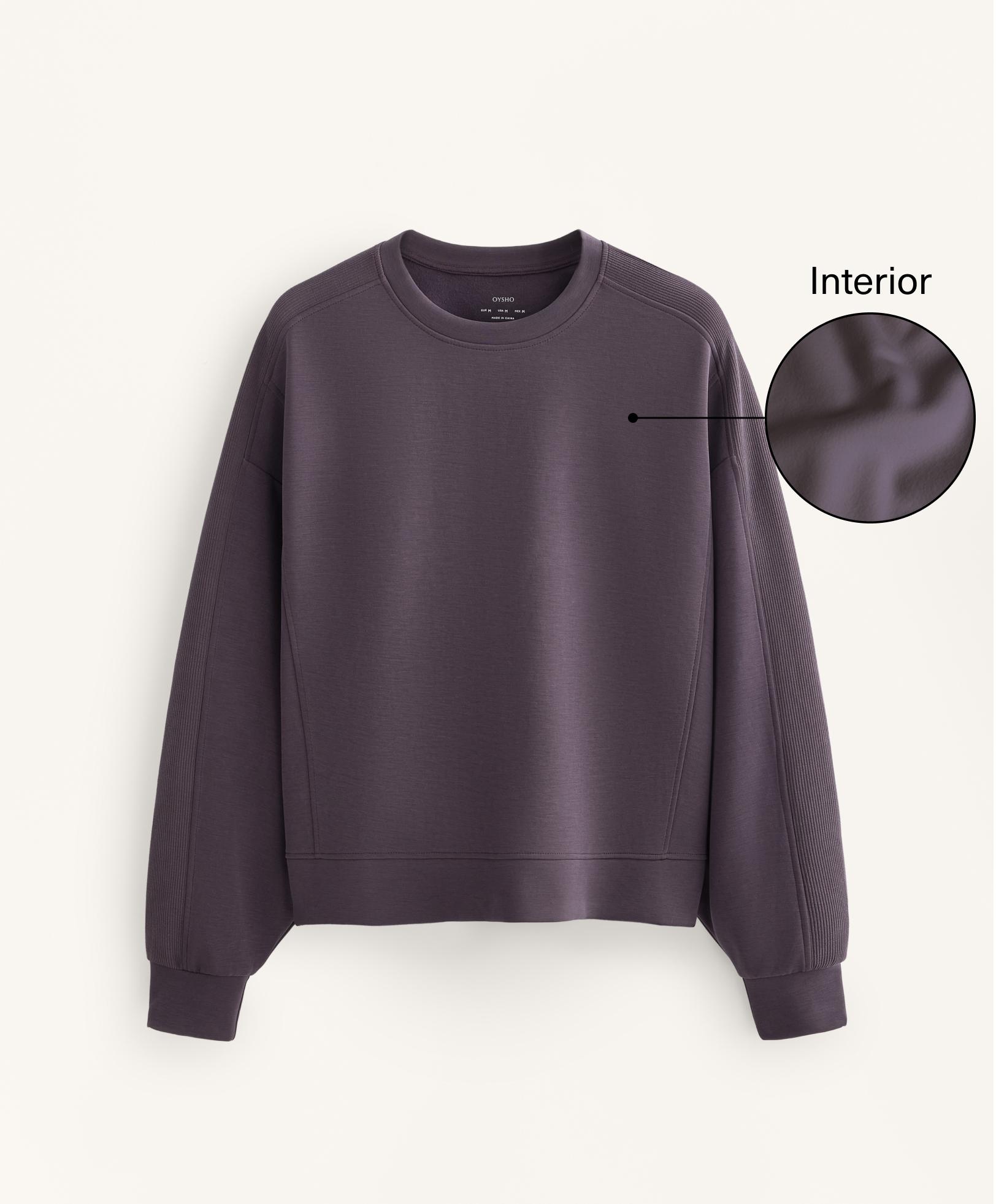 Brushed sweatshirt with rib detail and modal