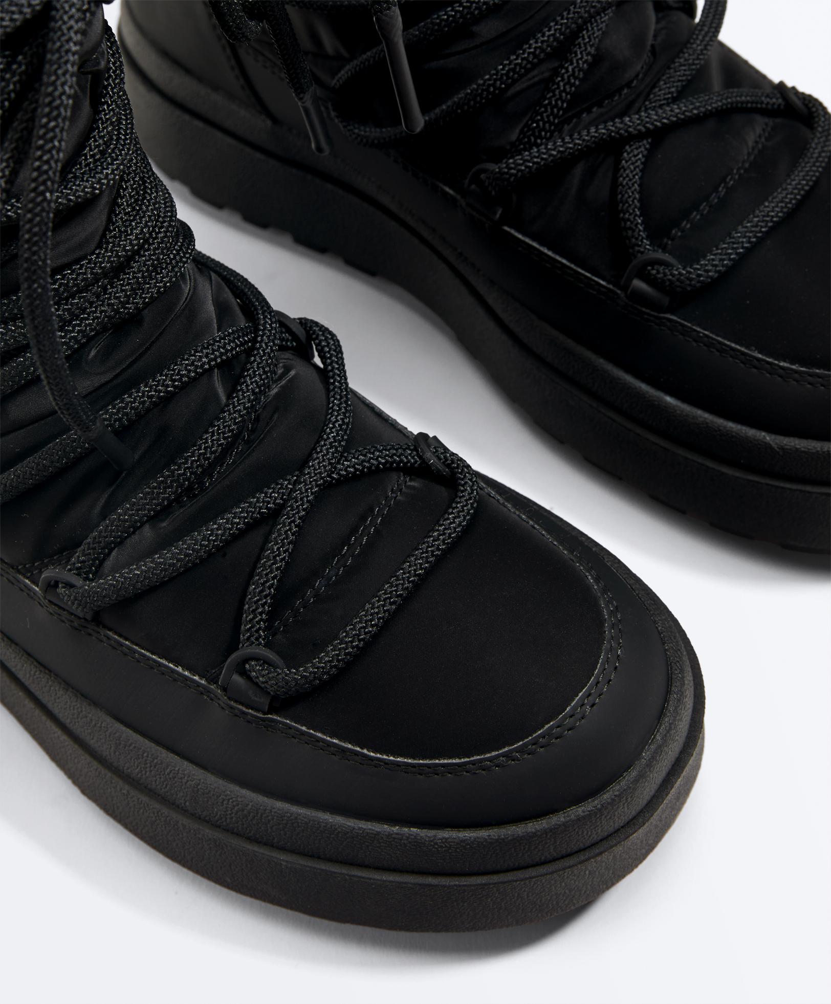Laced nylon après-ski boots — BLACK