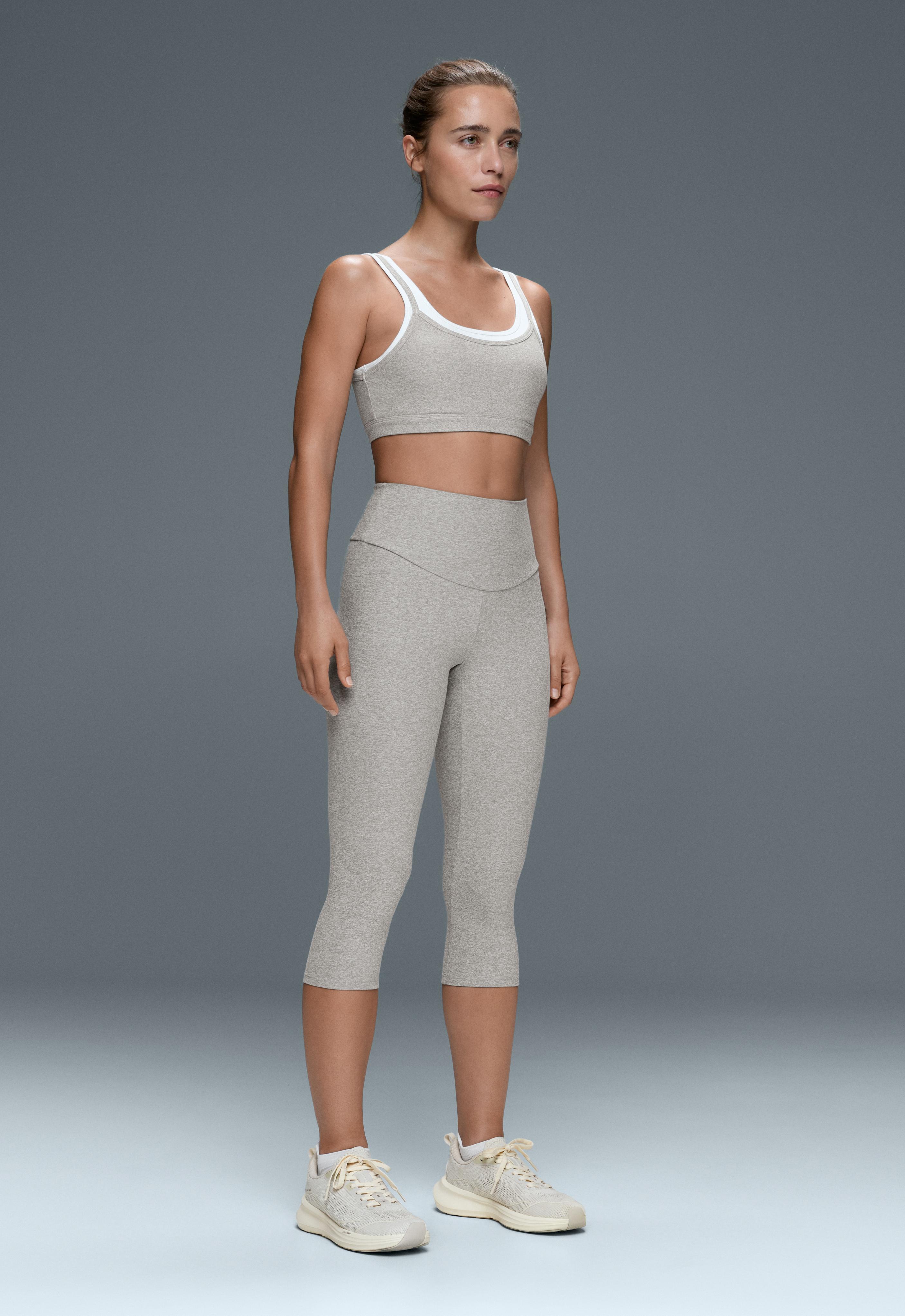 Comfortlux 40cm high-rise marl knee-length leggings — GREY MELANGE
