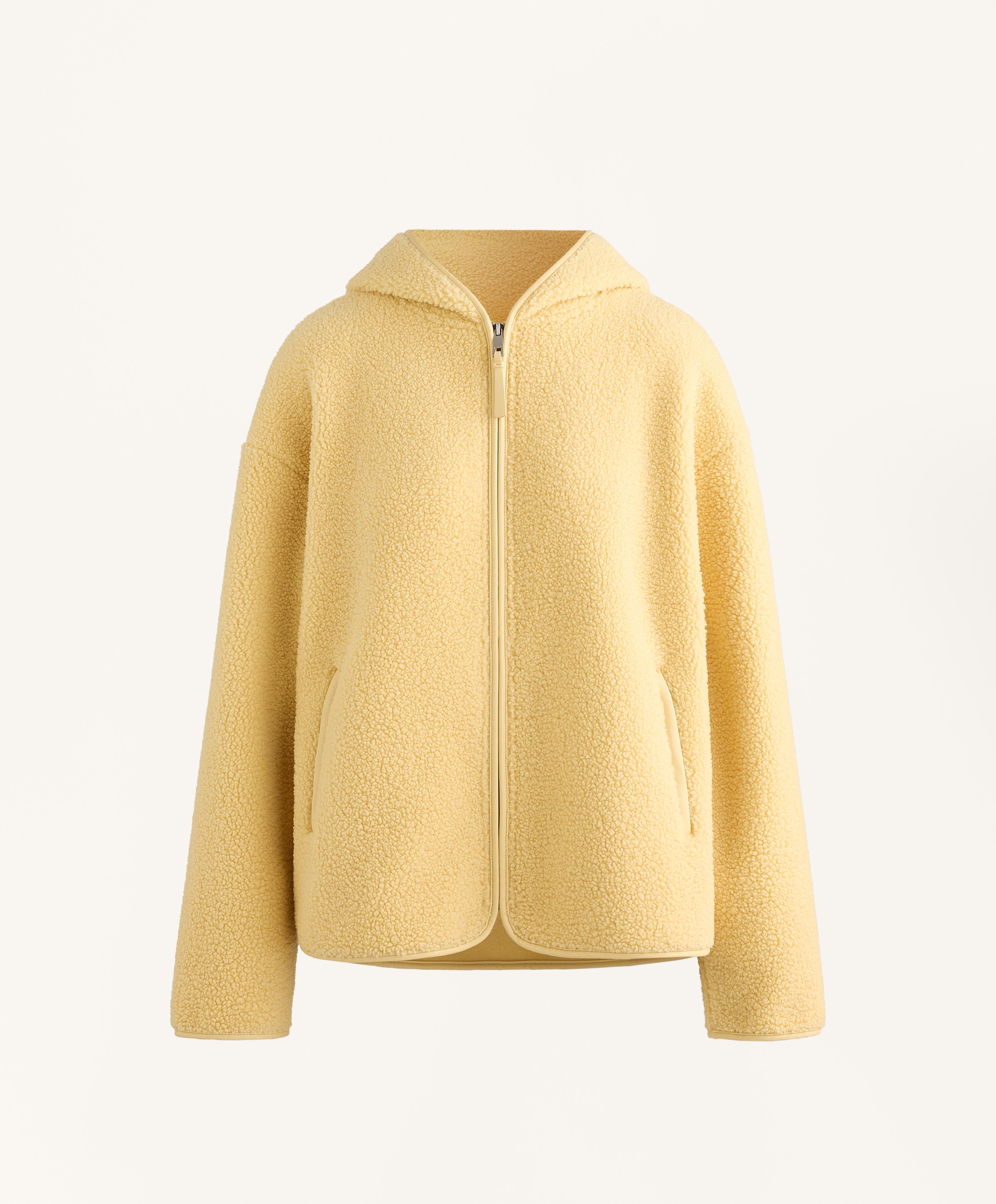 Faux-shearling jacket with hood — YELLOW