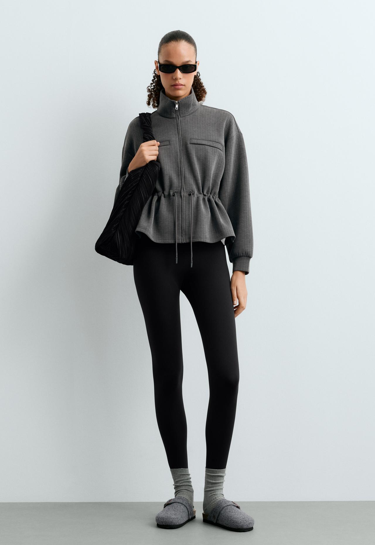 Short jacket with modal pinstripe print — ASPHALT GREY