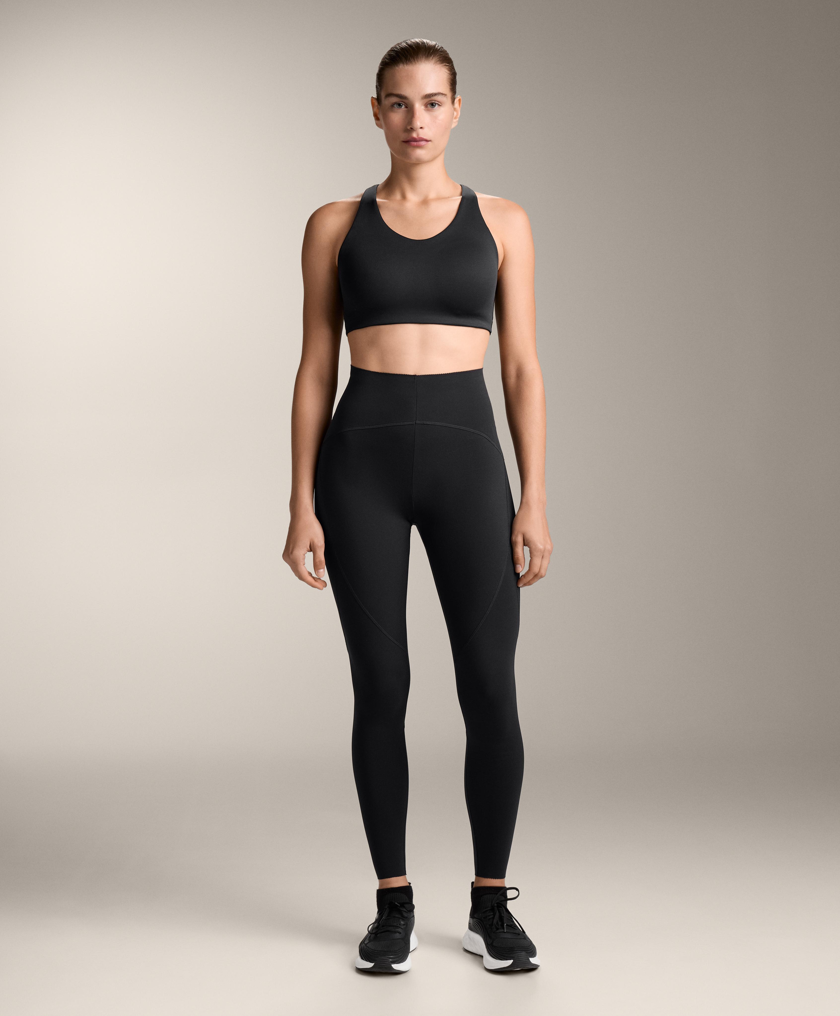 Compressive high rise ankle-length basic leggings