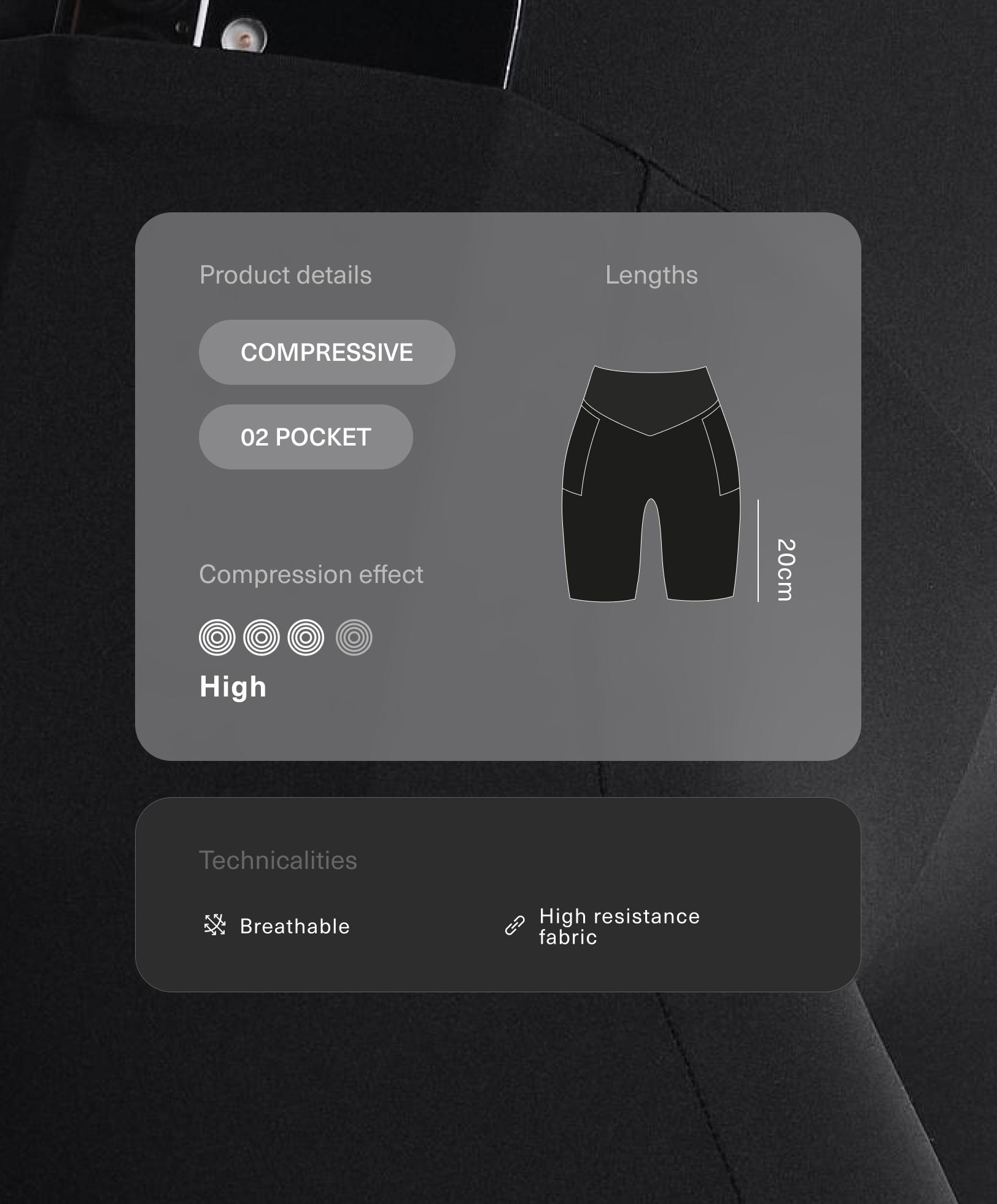 Leggings ciclista high rise Compressive pocket 20 cm