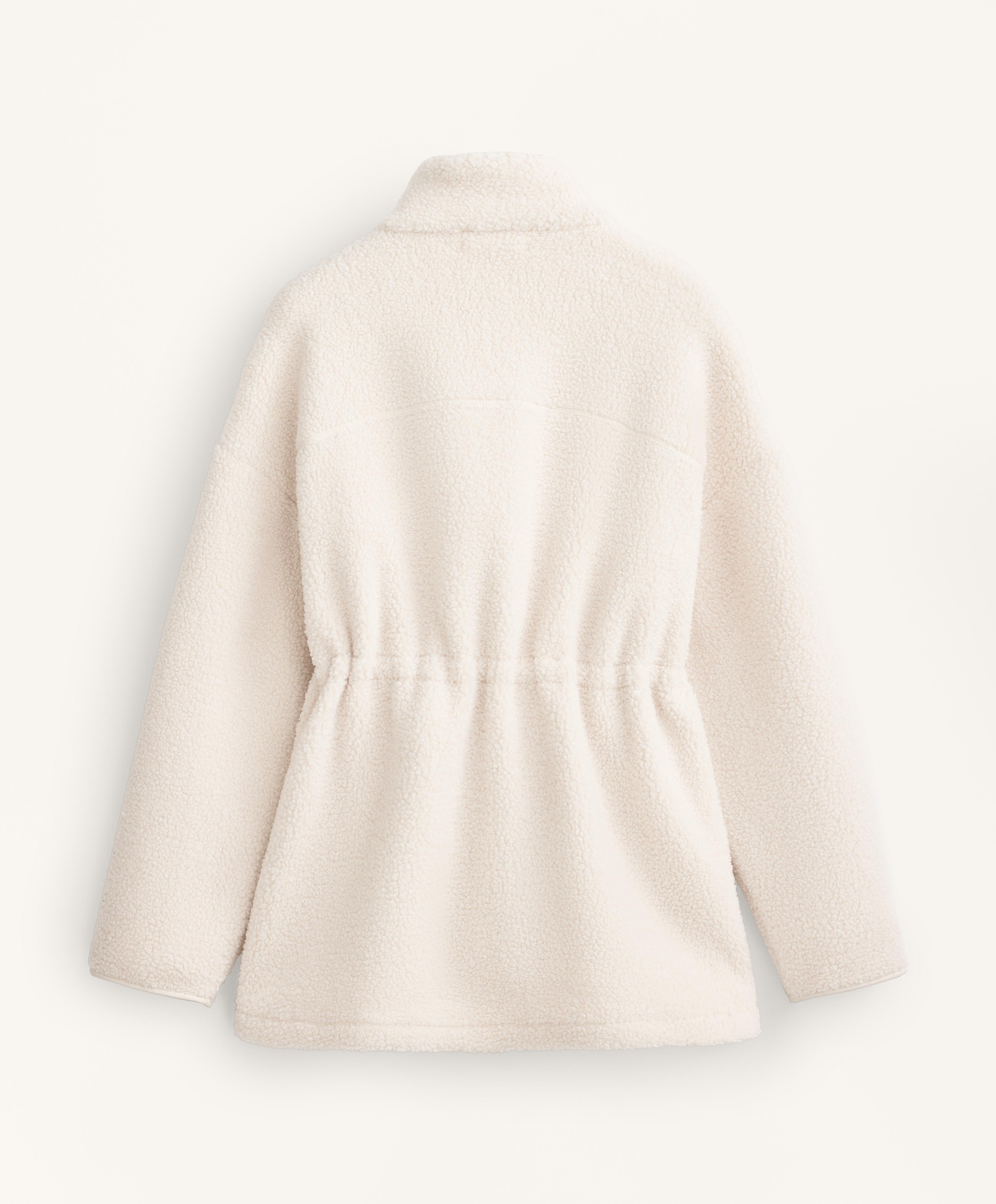 Adjustable waist faux-shearling jacket — ECRU