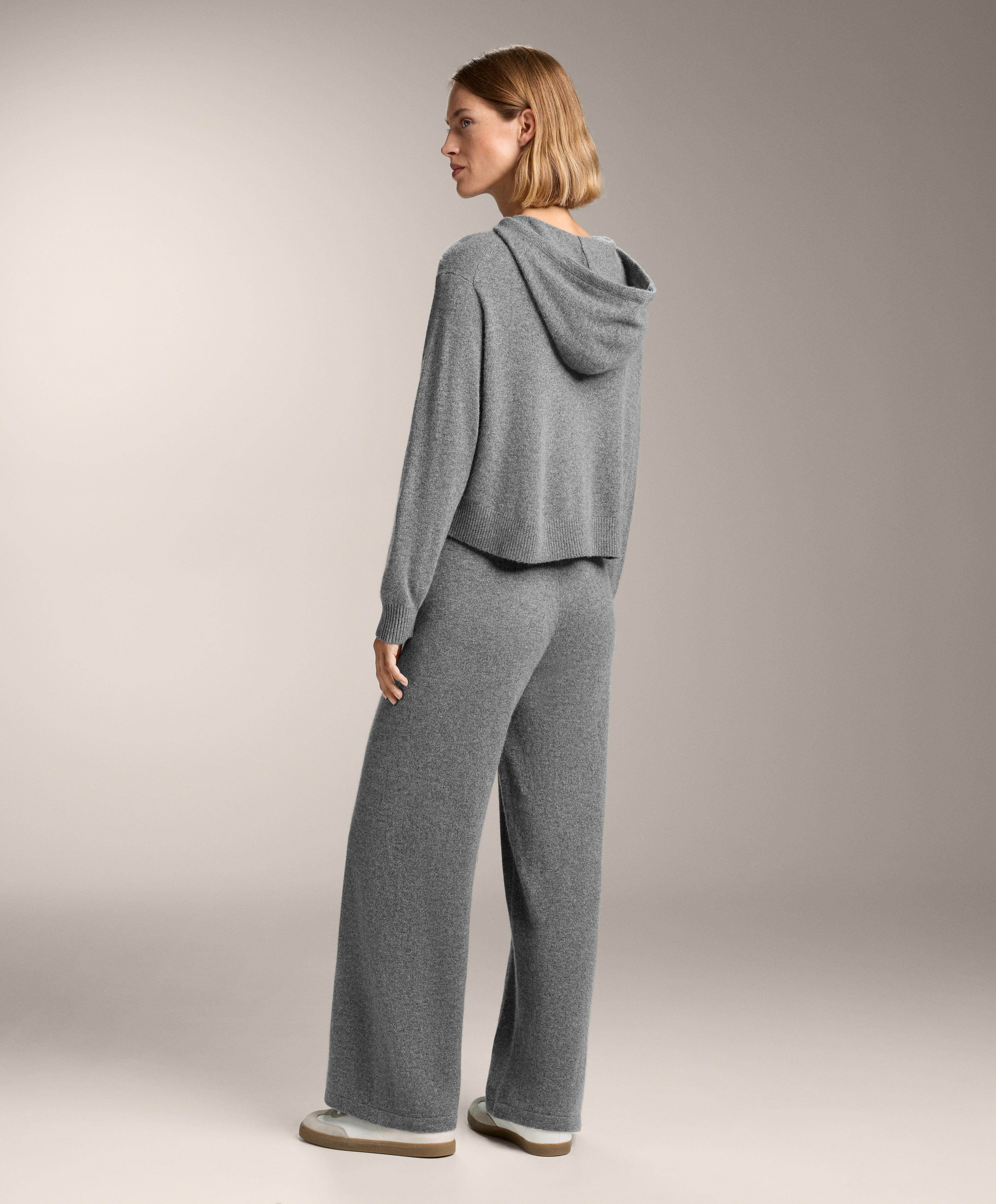 Grey marl 100% cashmere straight total look - Sale