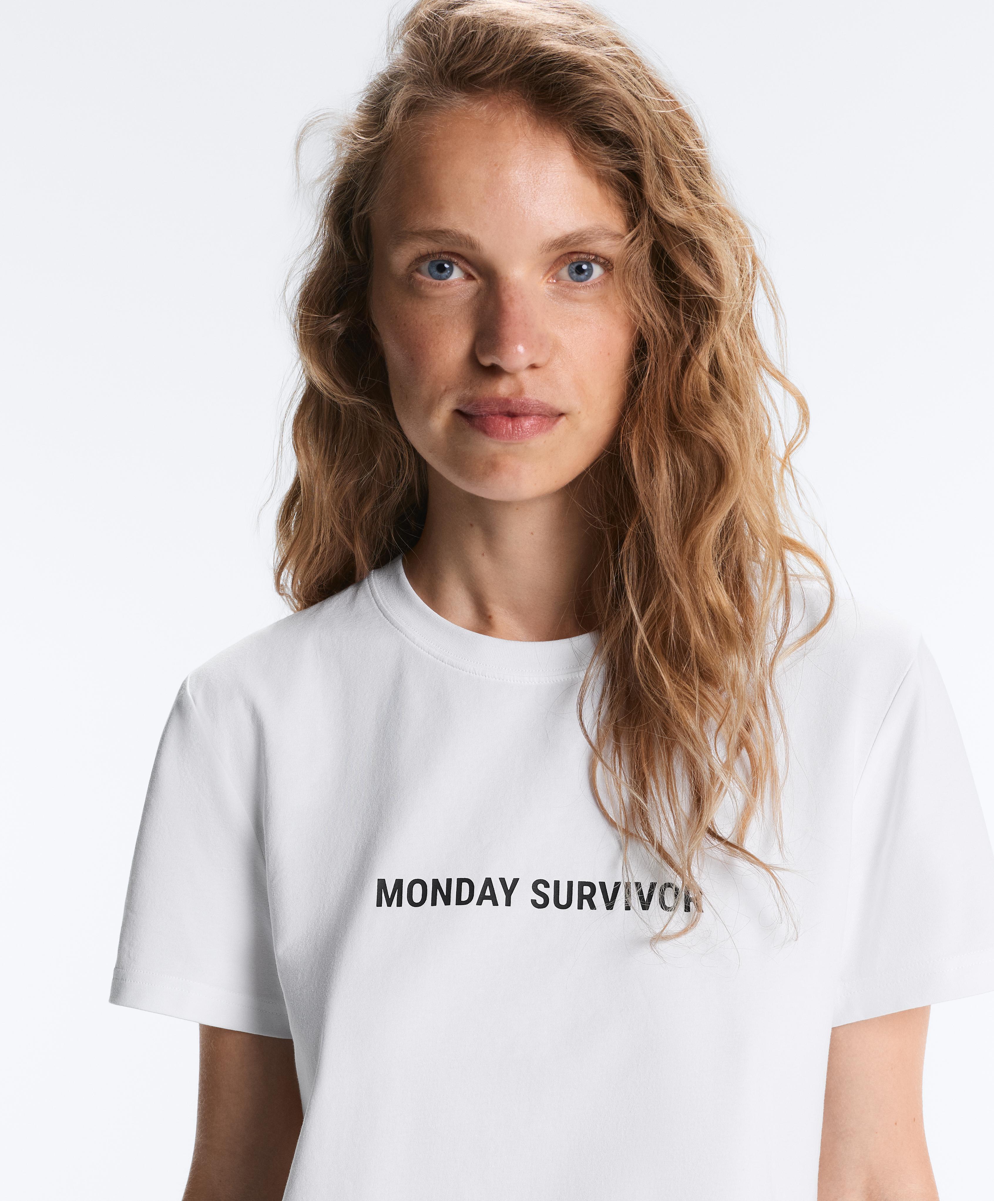 Cotton blend slogan T-shirt — WHITE