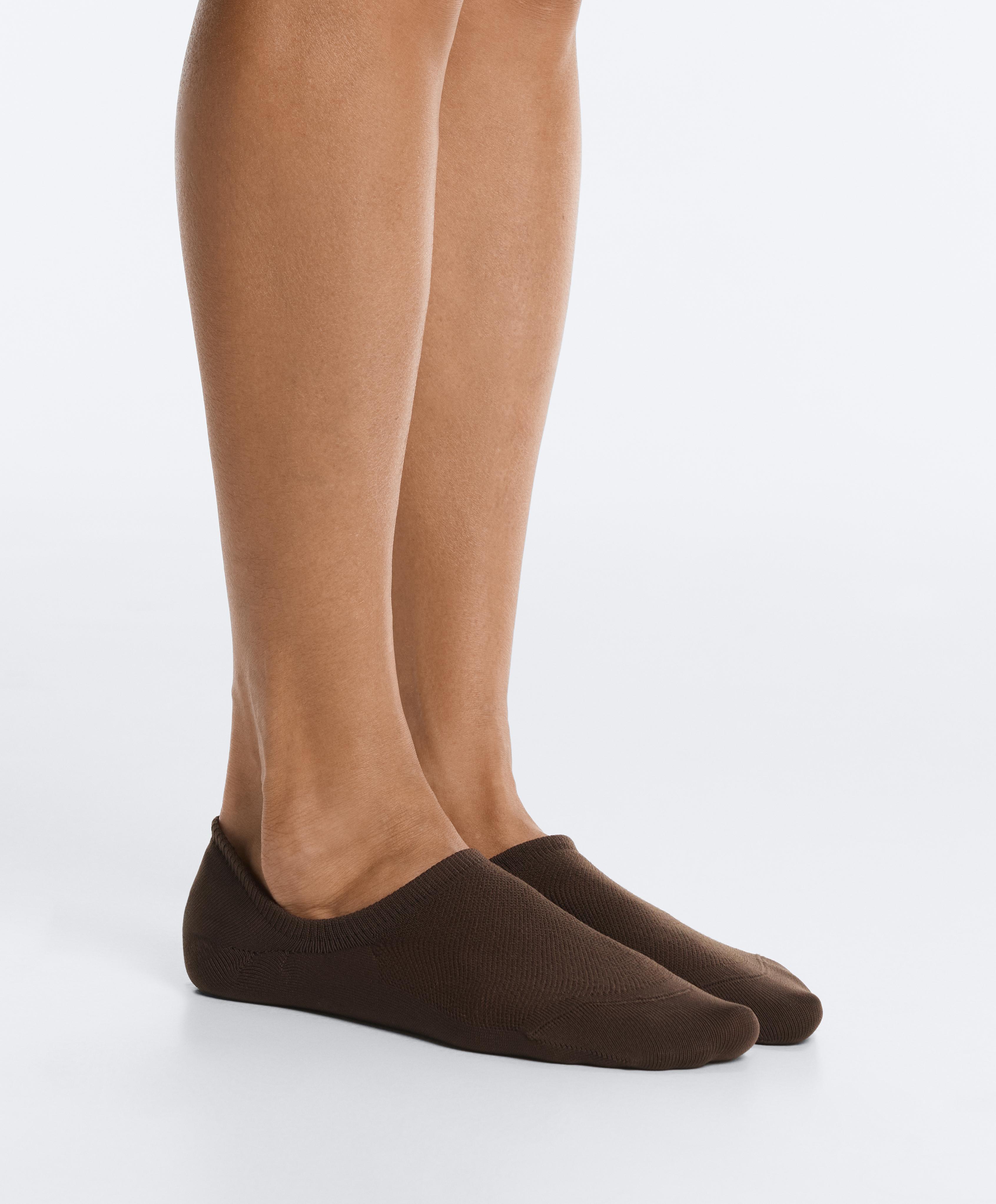 3 pairs of high-cut invisible polyamide blend sports socks — BROWN