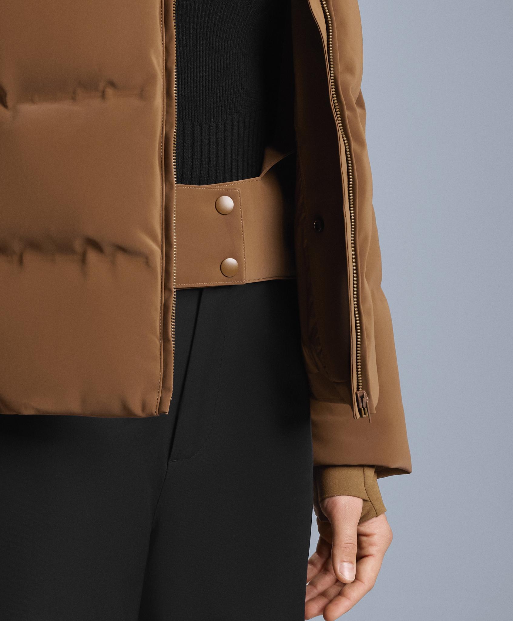 Satin padded jacket 80% down and 20% feather MINARDI PIUME SKI water-resistant — HONEY