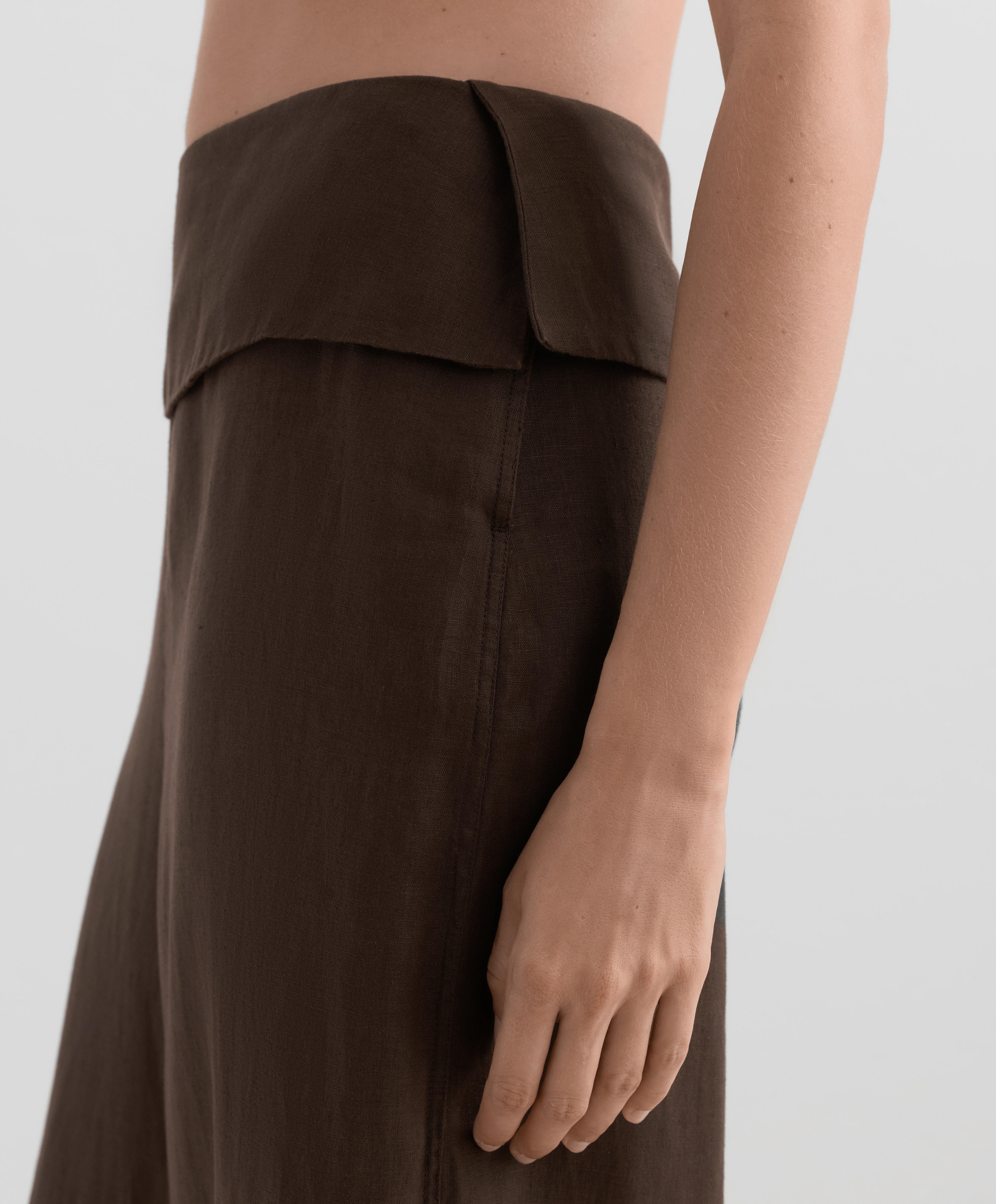 Pantalón recto cintura doblada 100% lino - Rebajas Pantalón recto cintura doblada 100% lino - Rebajas