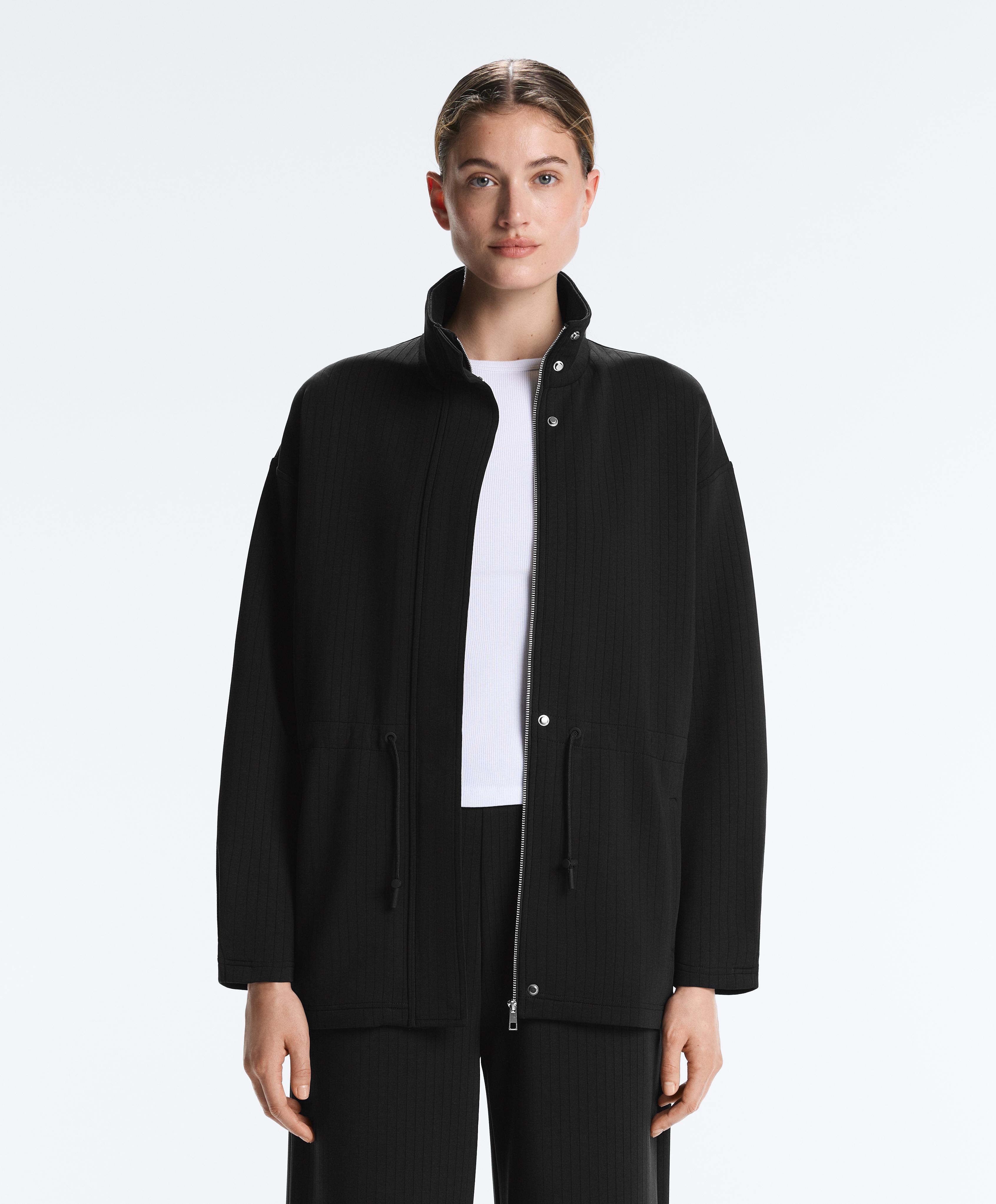 Long Utility jacket with soft-touch modal — BLACK