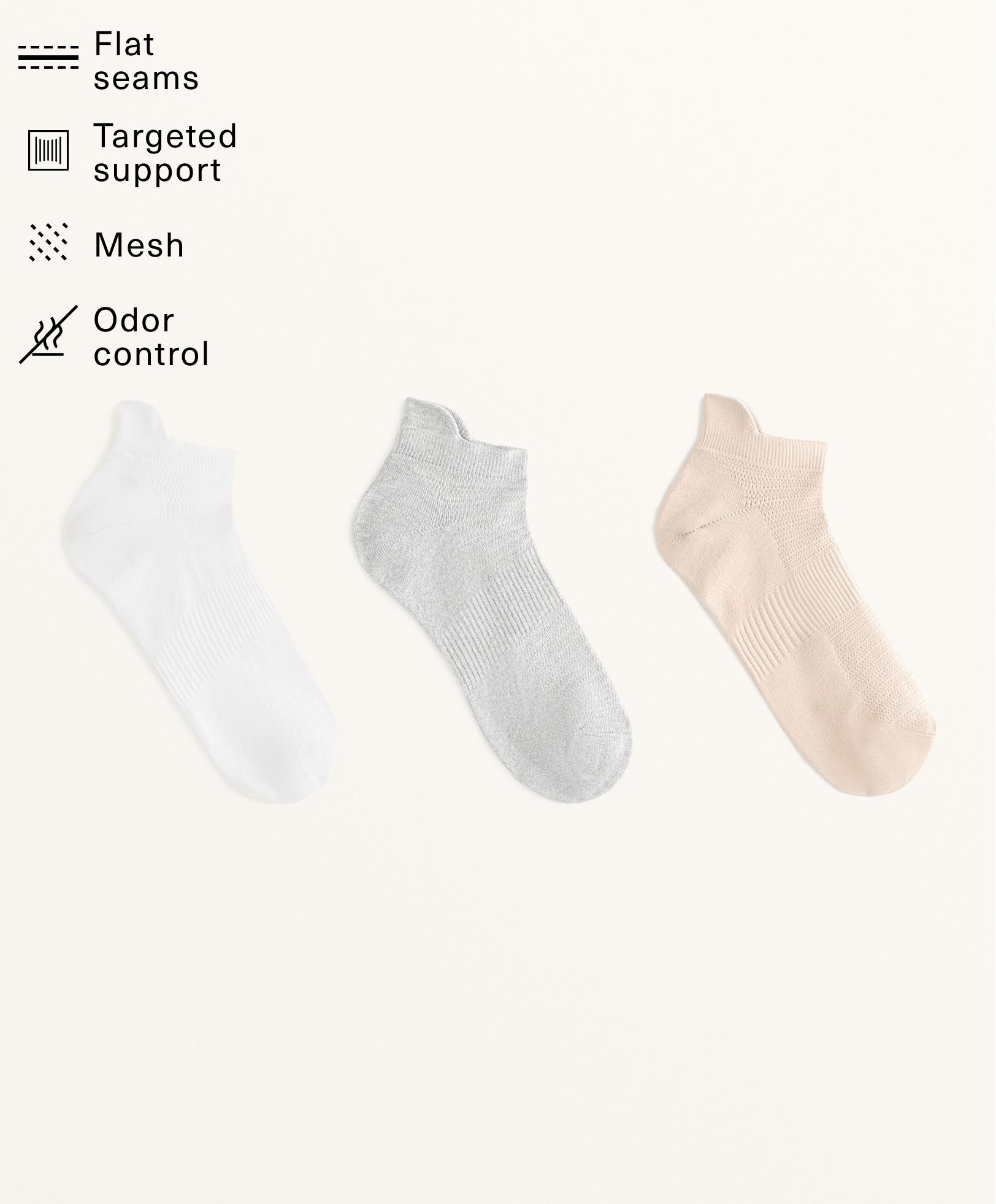 3 par sneakerstrømper med strop i polyamidblanding