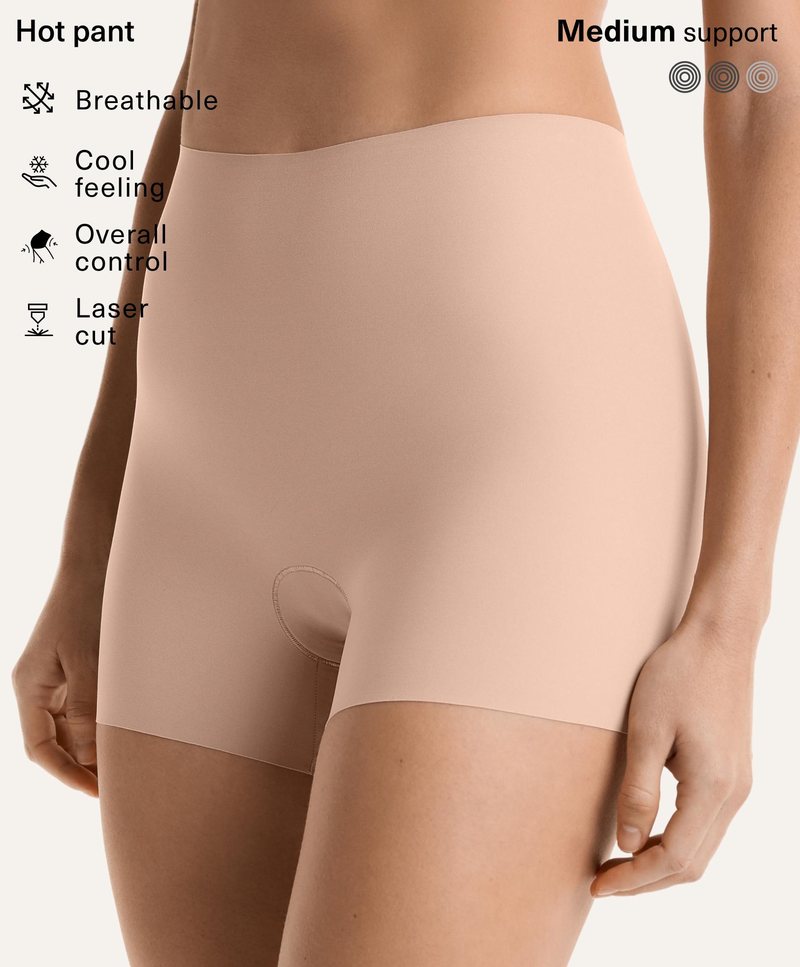 High-waisted invisible laser-cut hot pants — BEIGE