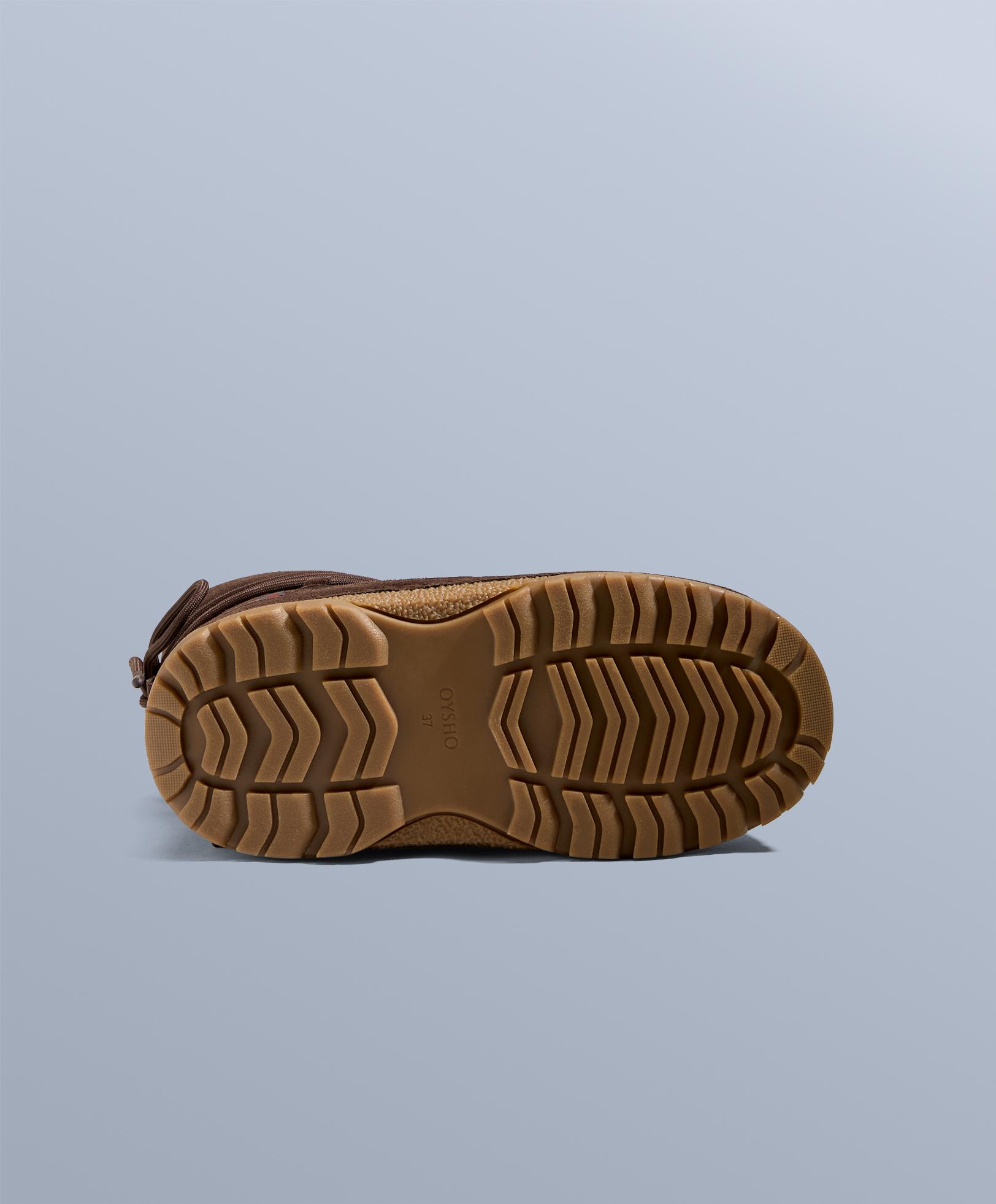 Lace-up technical split leather boots — BROWN