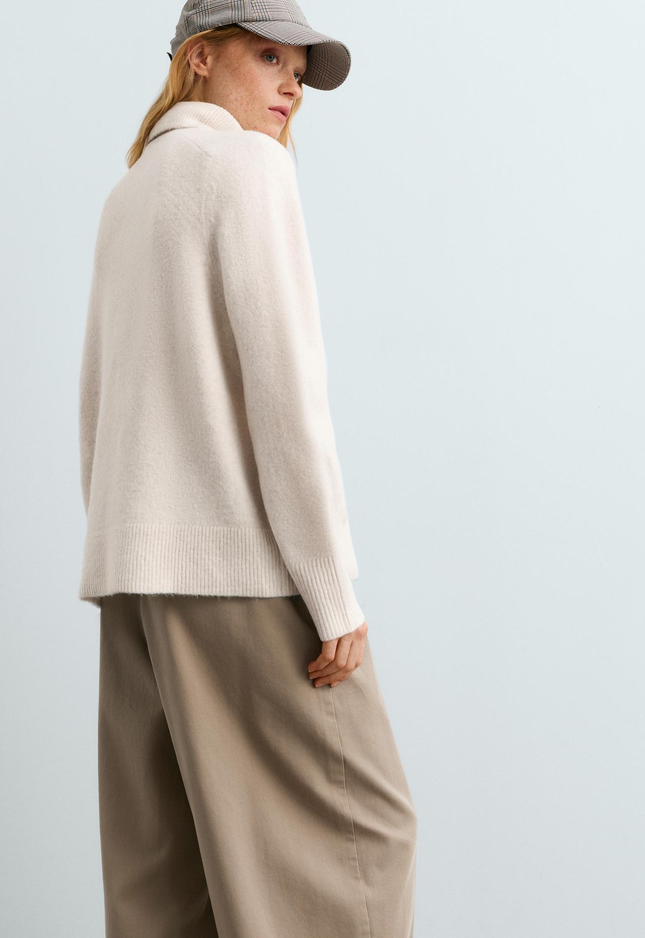 High neck knit jumper — PALE BEIGE MELANGE