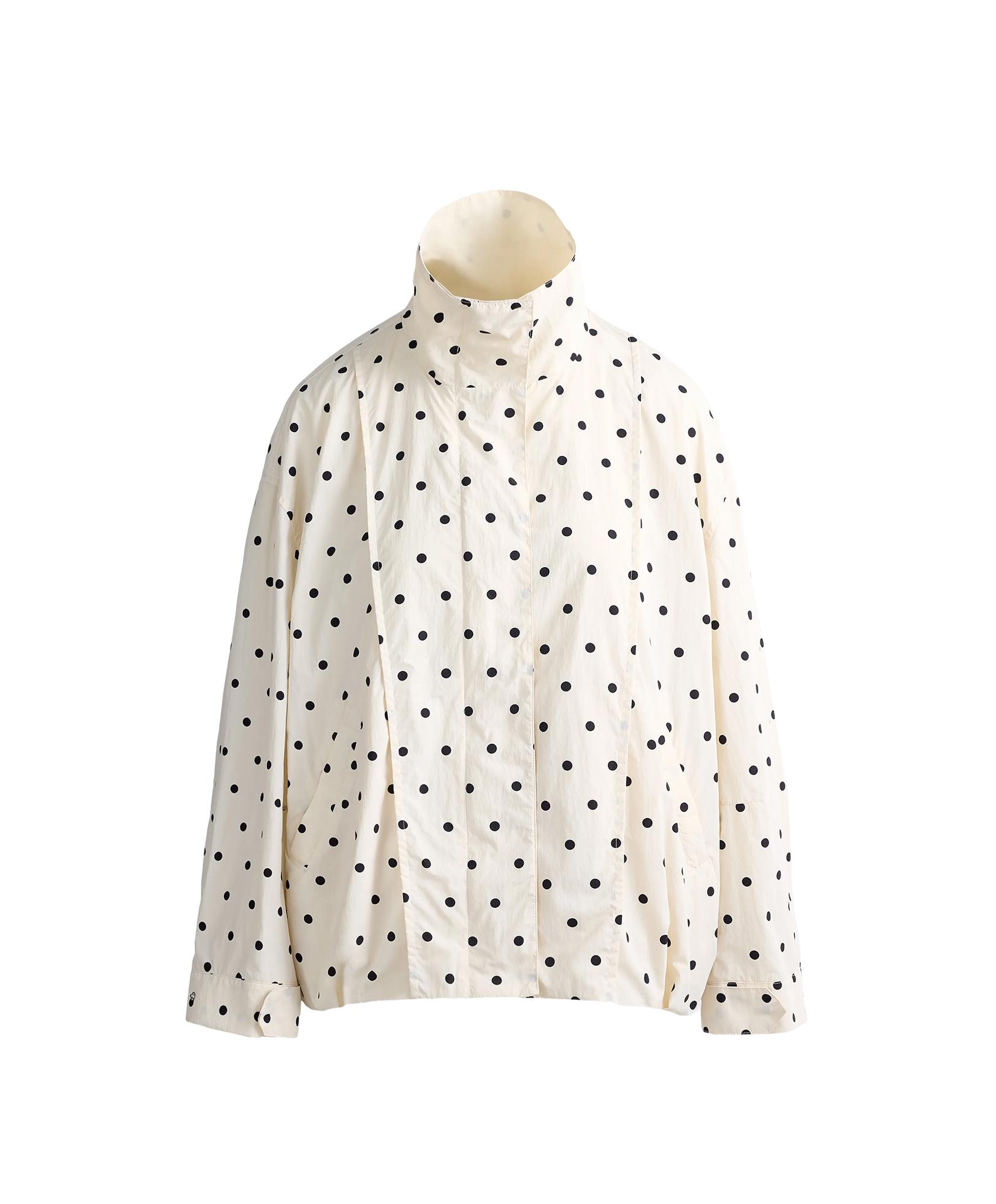 Long water-repellent polka dot jacket — PALE ECRU