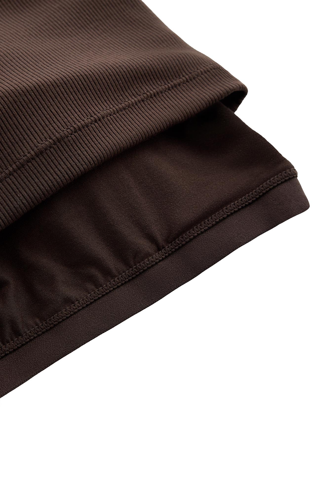 Rib modal blend long tank top — DARK BROWN