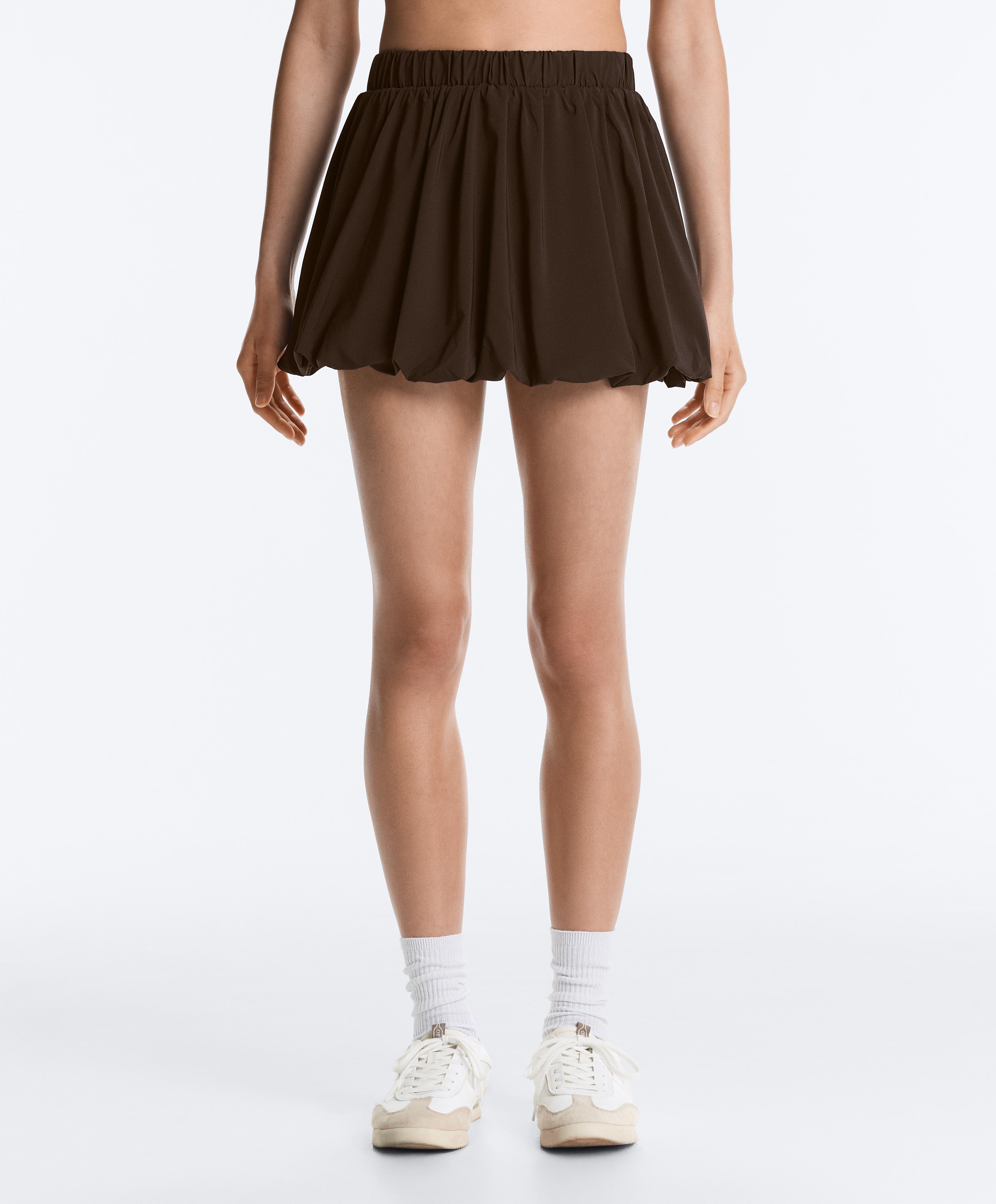 High rise Compressive balloon skirt — DARK BROWN