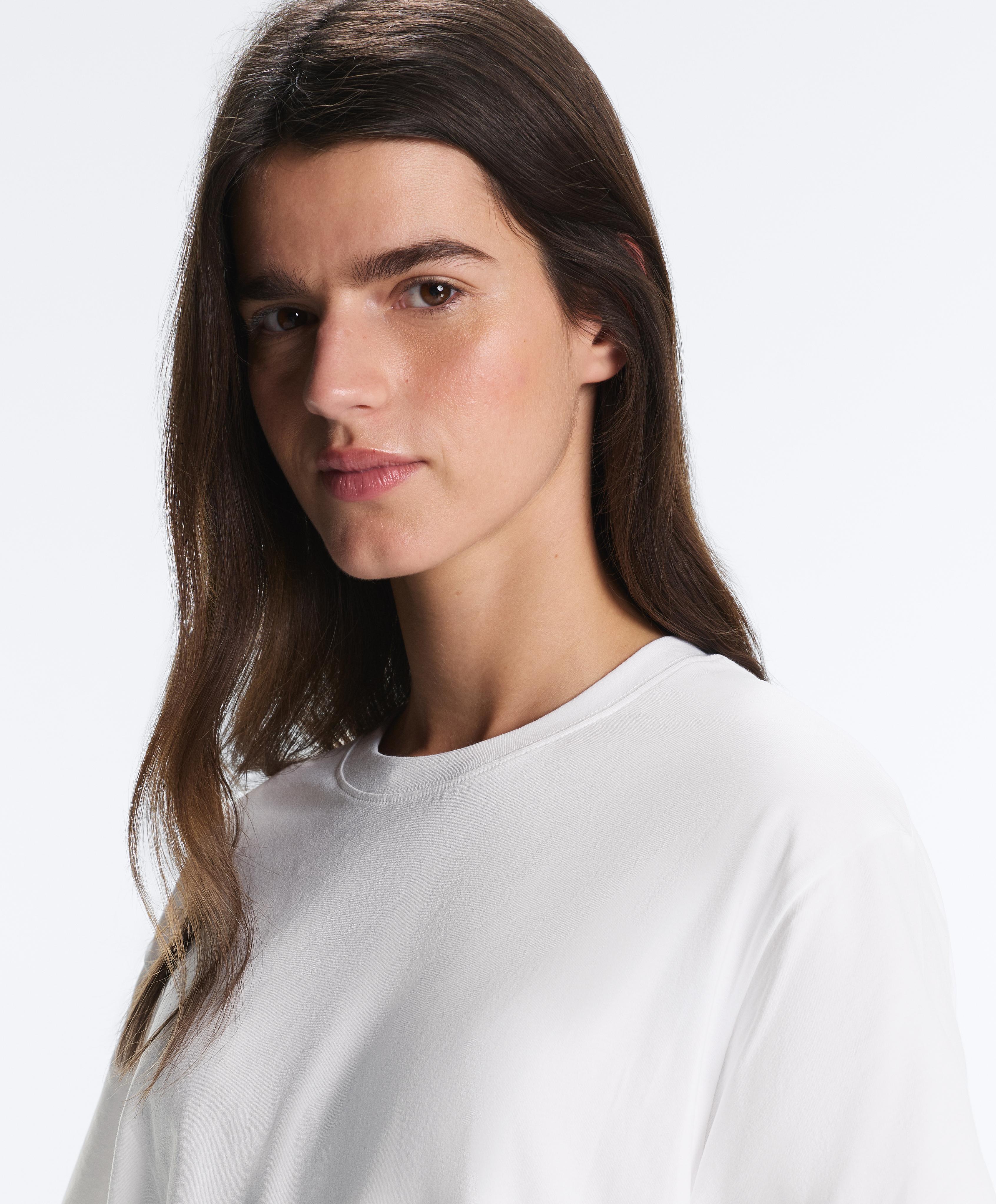 Boxy short-sleeved cotton blend T-shirt — WHITE