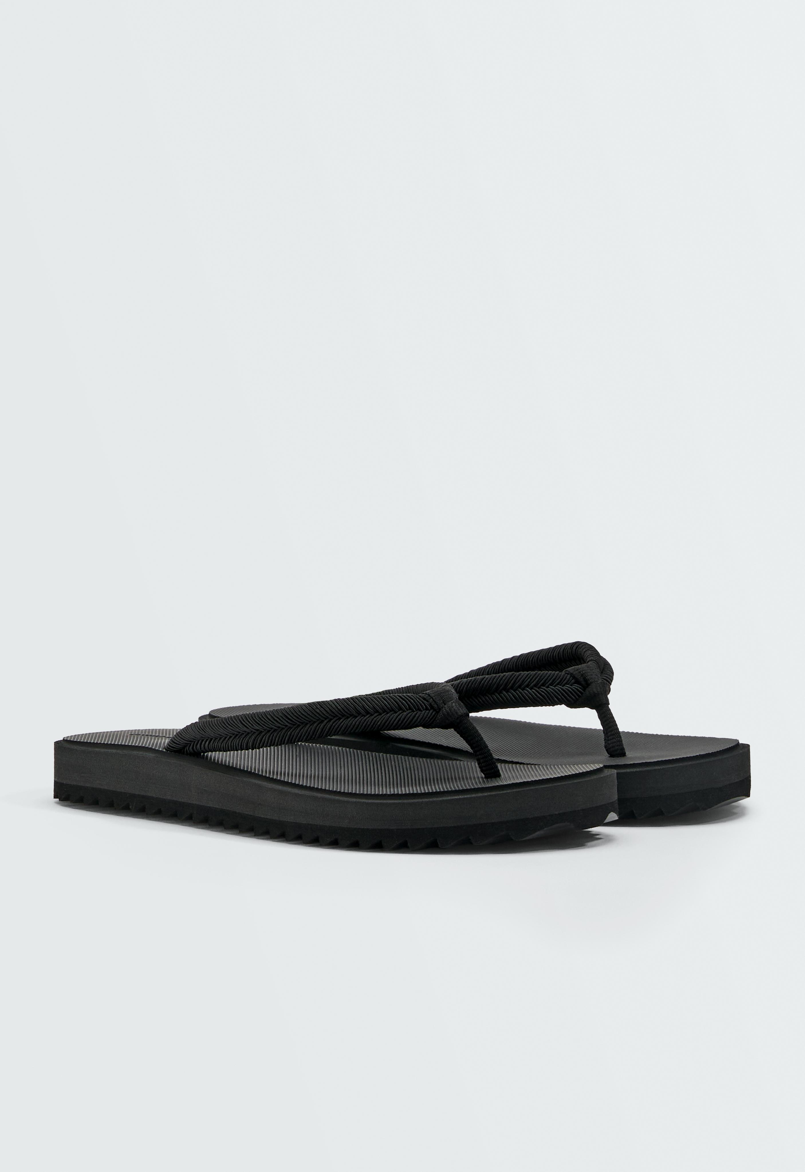 Braided rope beachwear sandals — BLACK