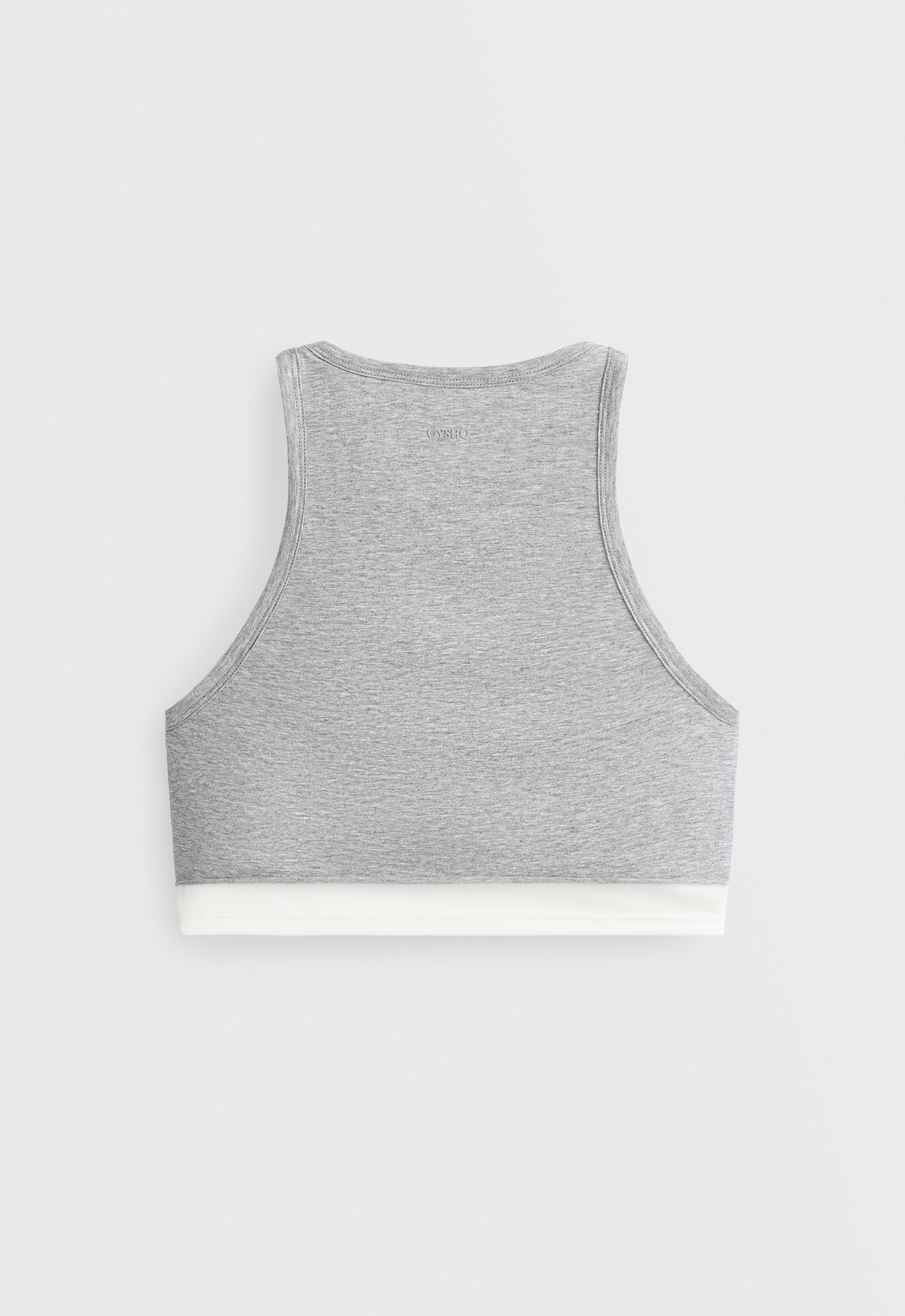 Marl overlay halterneck tank top — GREY MELANGE