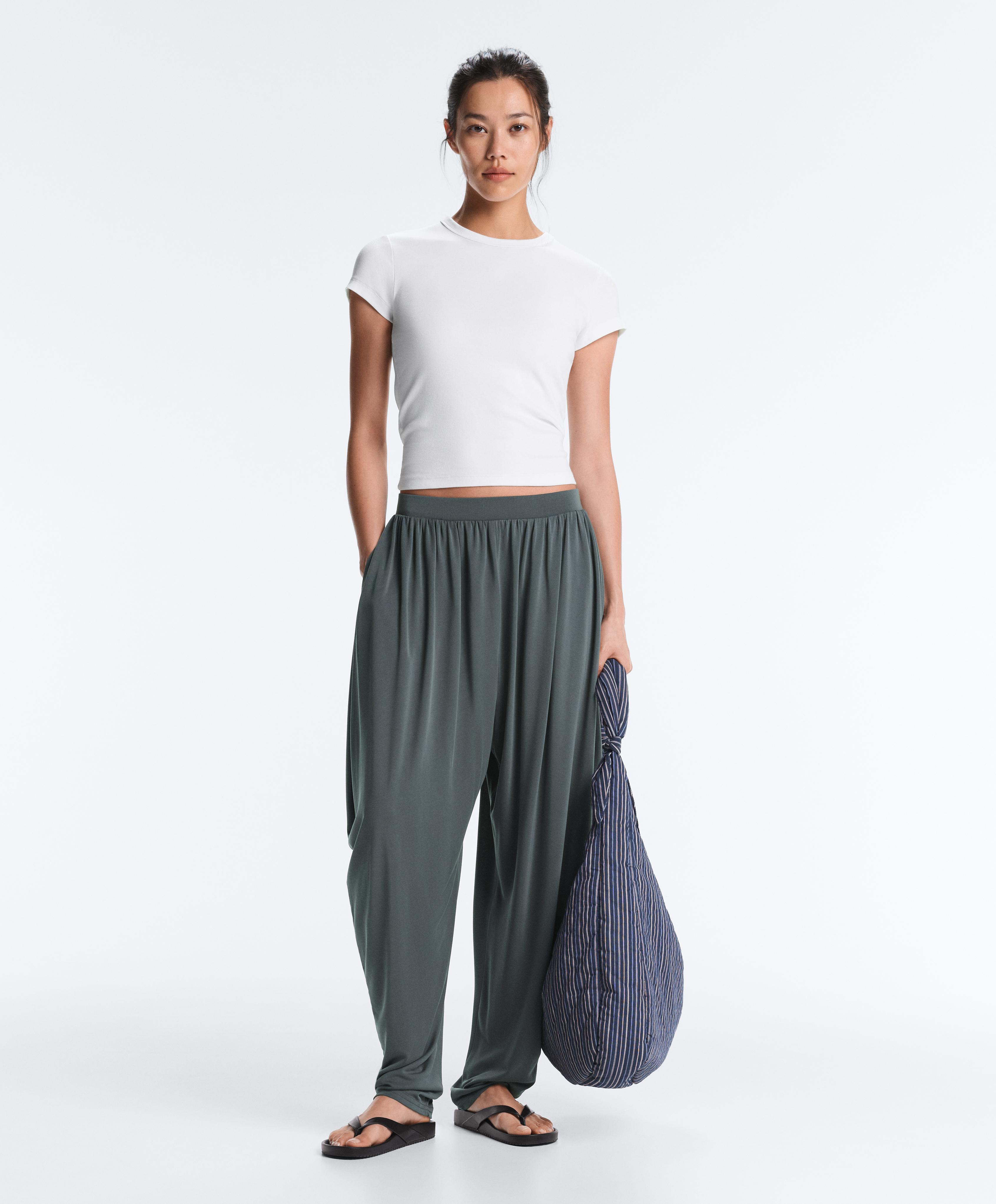 Modal blend bloomer trousers — STEEL GREY