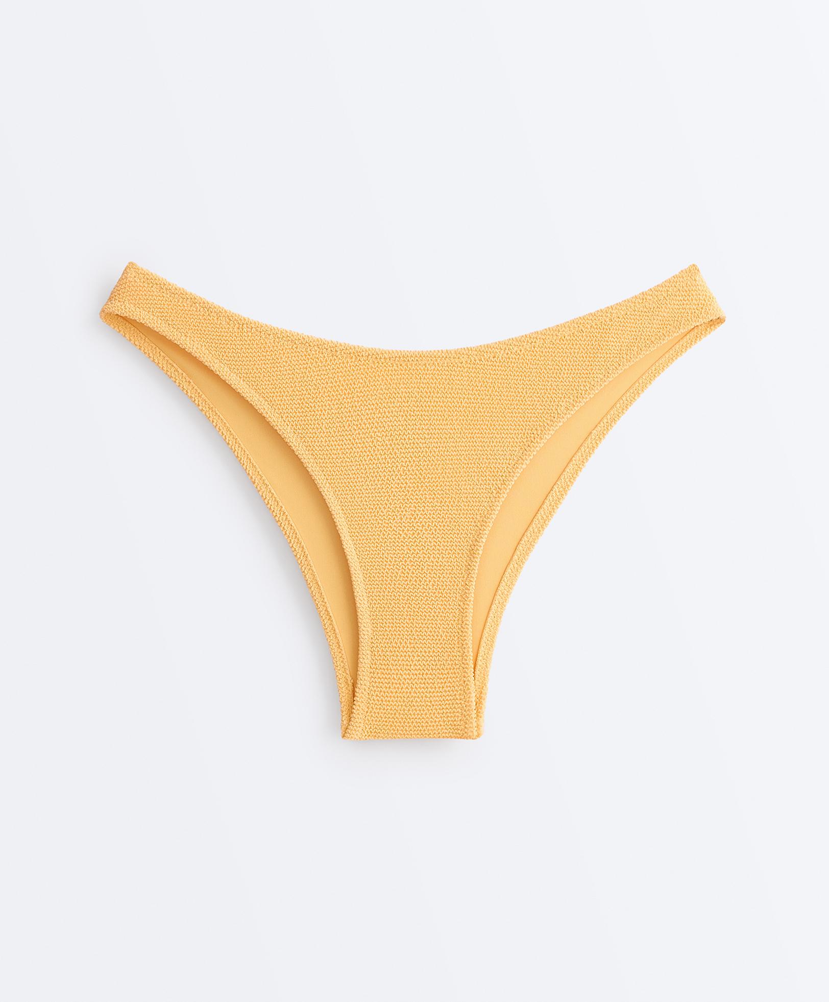 Medium-coverage U-cut crinkle bikini briefs — BURNT YELLOW