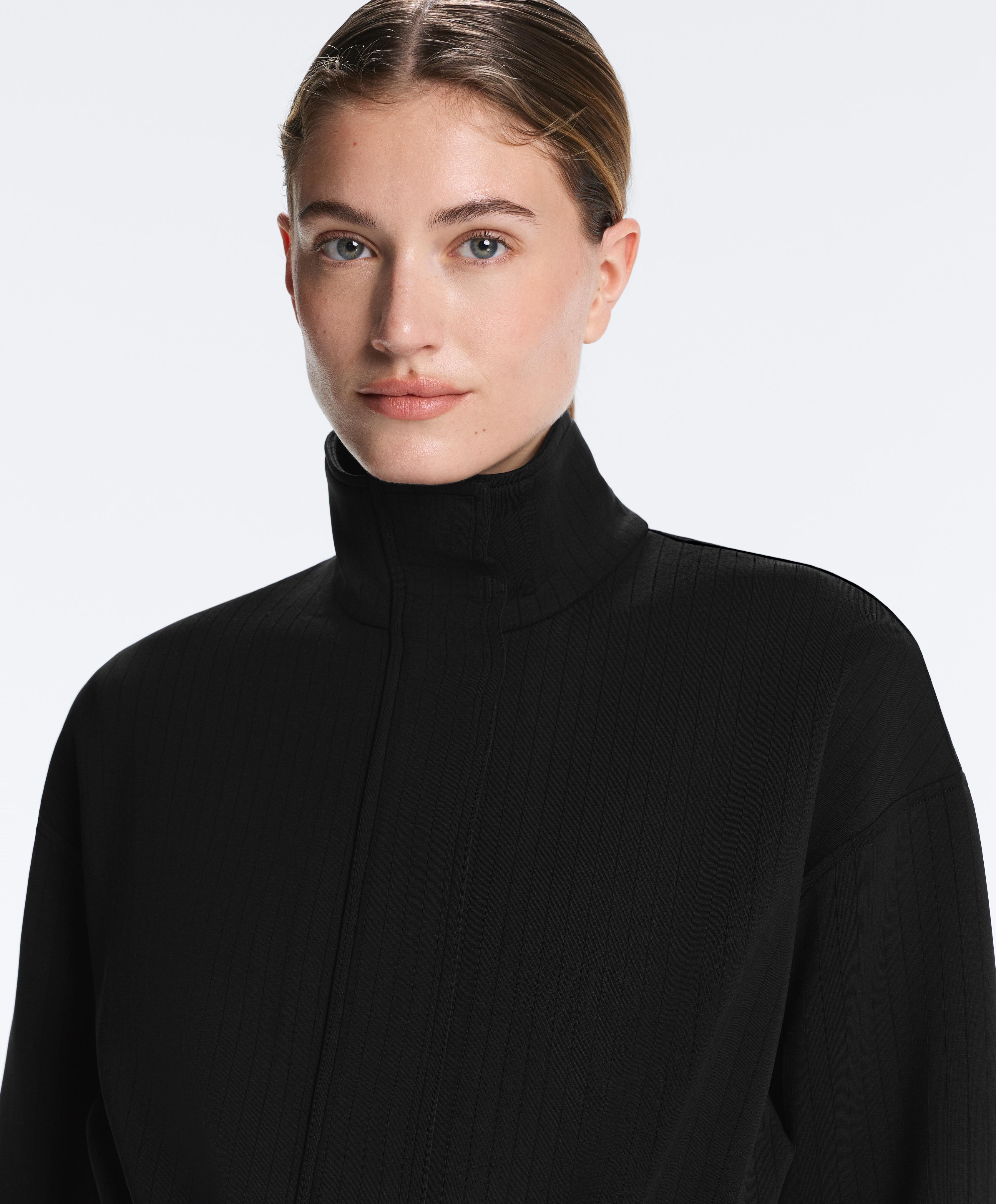 Long Utility jacket with soft-touch modal — BLACK