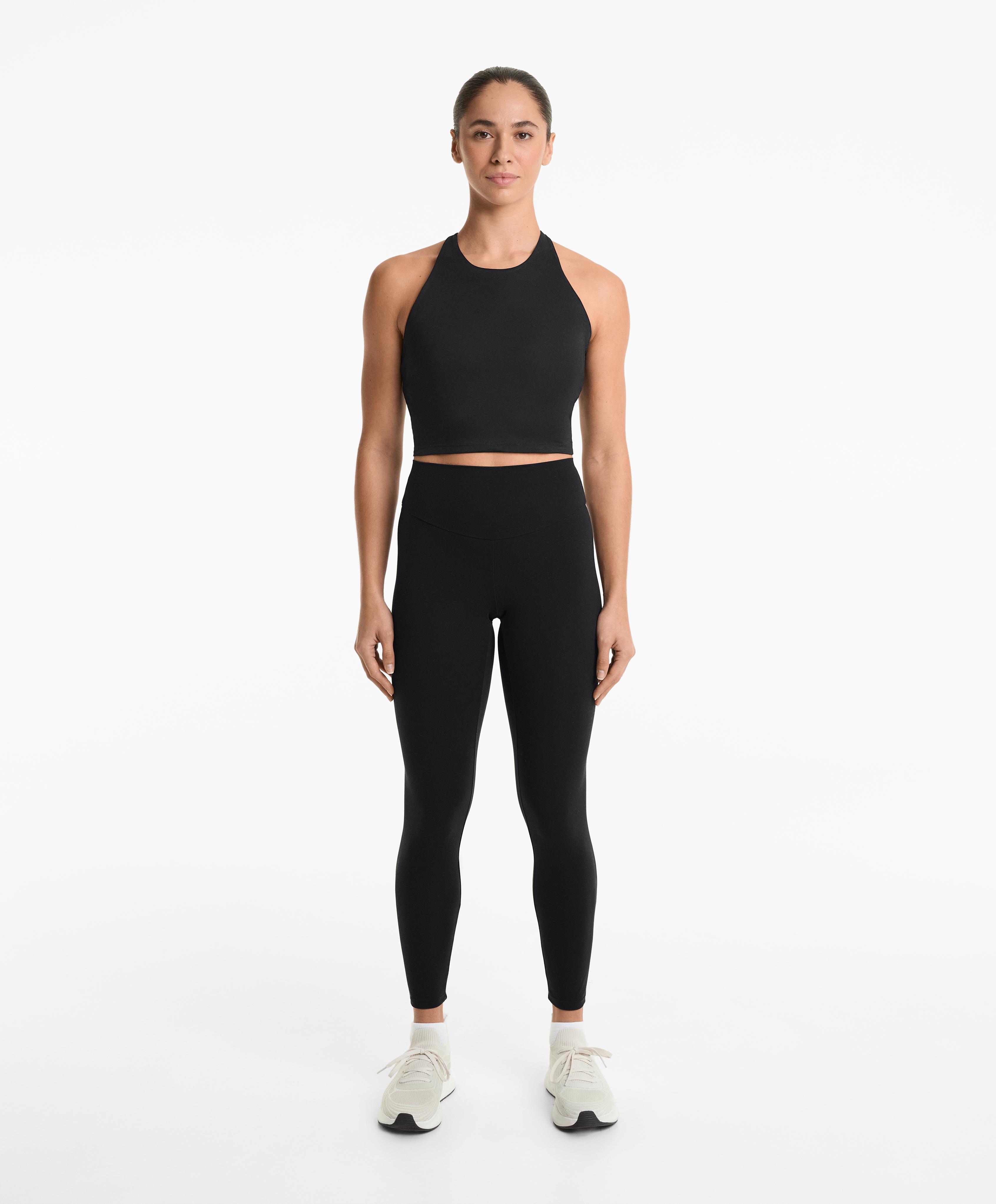 Comfortlux strappy tank top with cups — BLACK