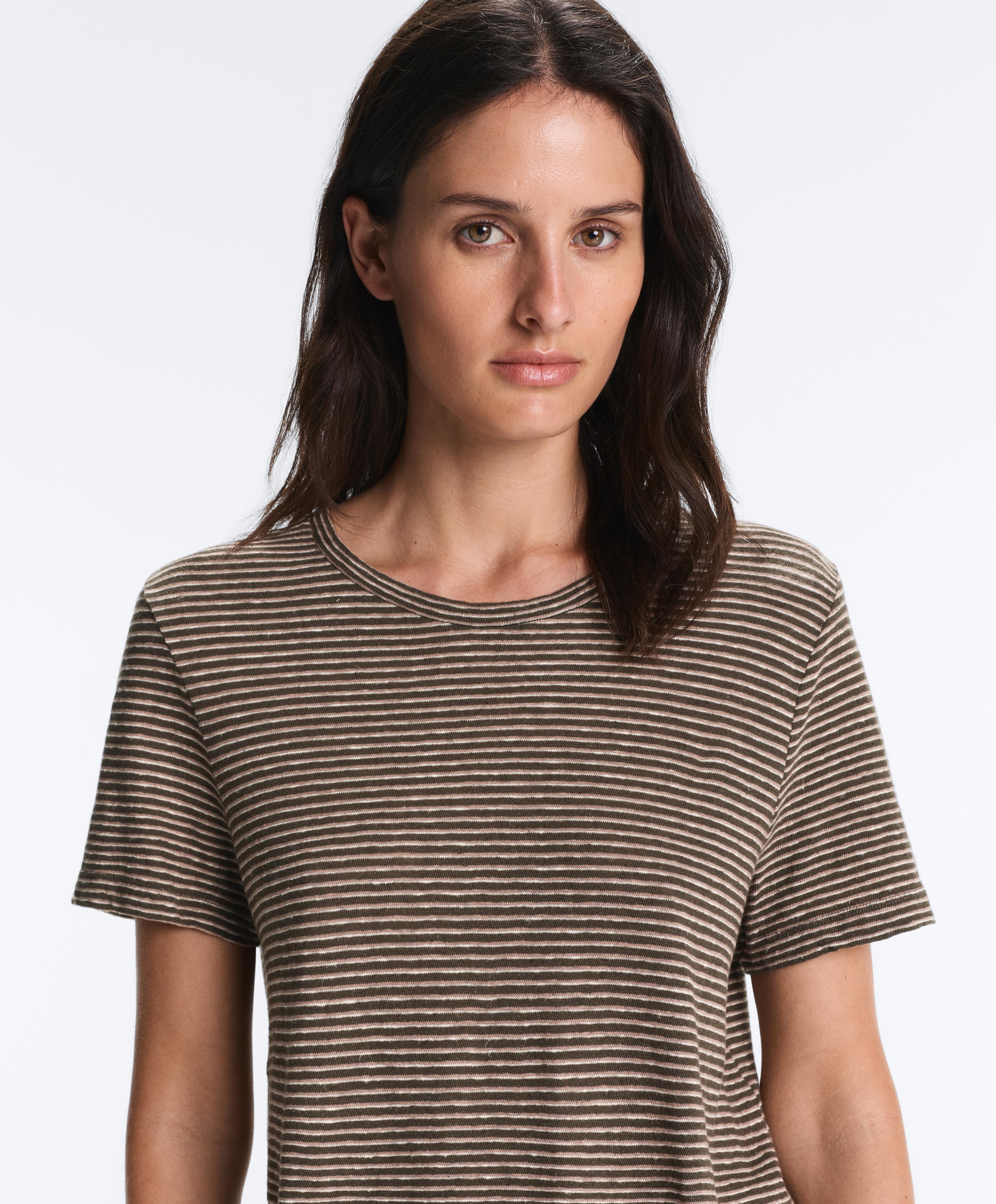Slim-fit striped cotton and linen T-shirt Slim-fit striped cotton and linen T-shirt