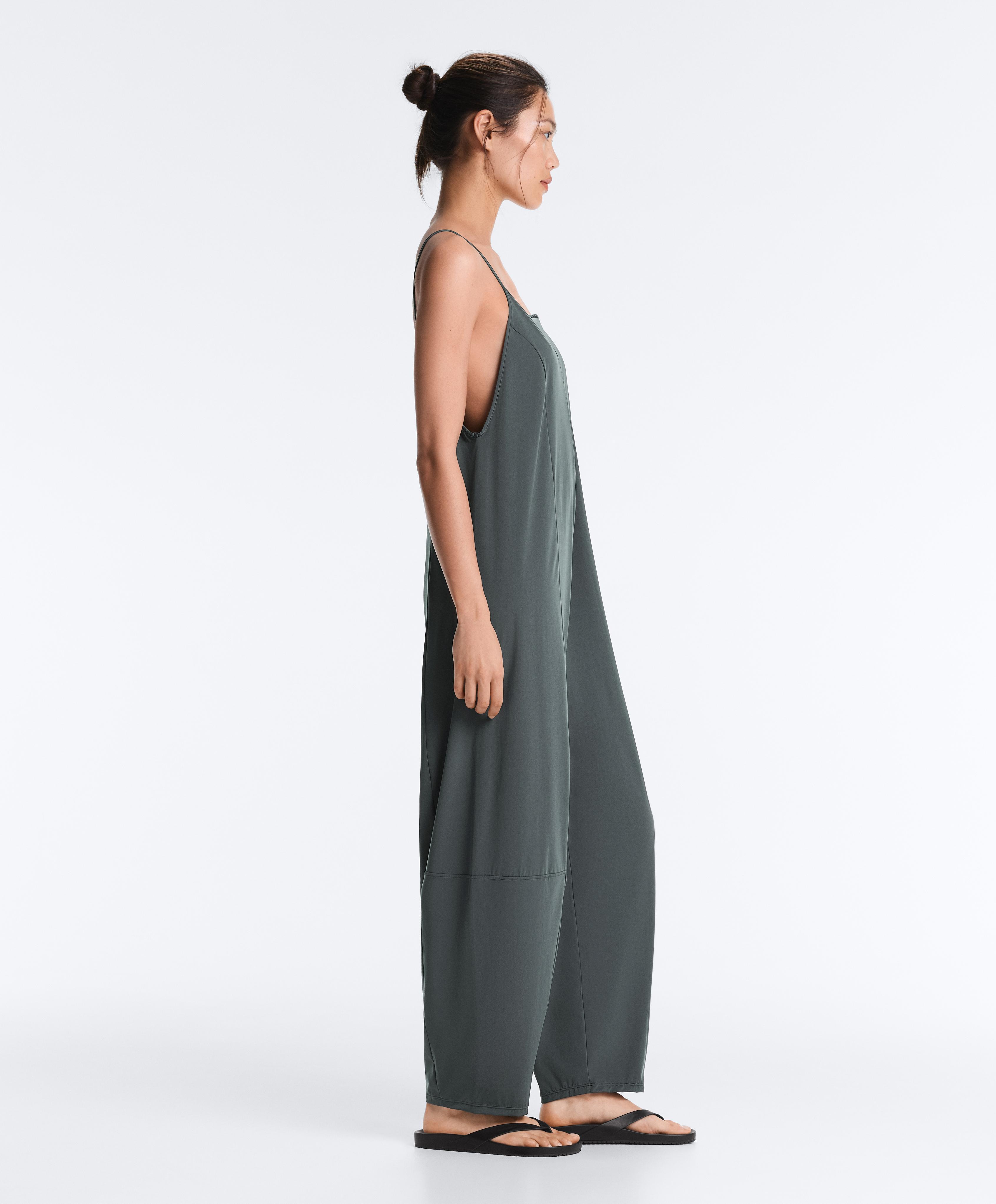 Light Touch wide long jumpsuit — STEEL GREY